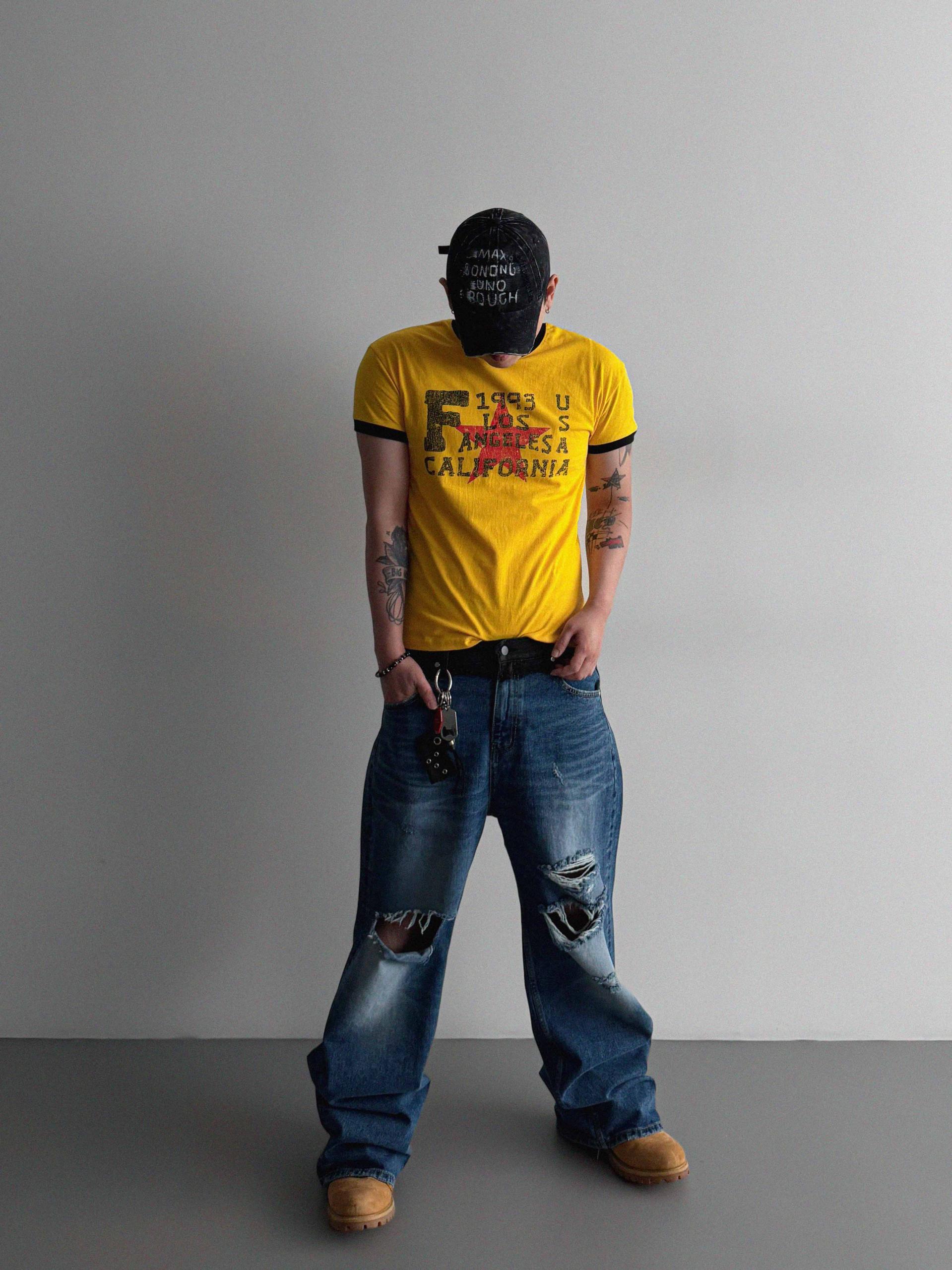 Retro star muscle ringer half t
