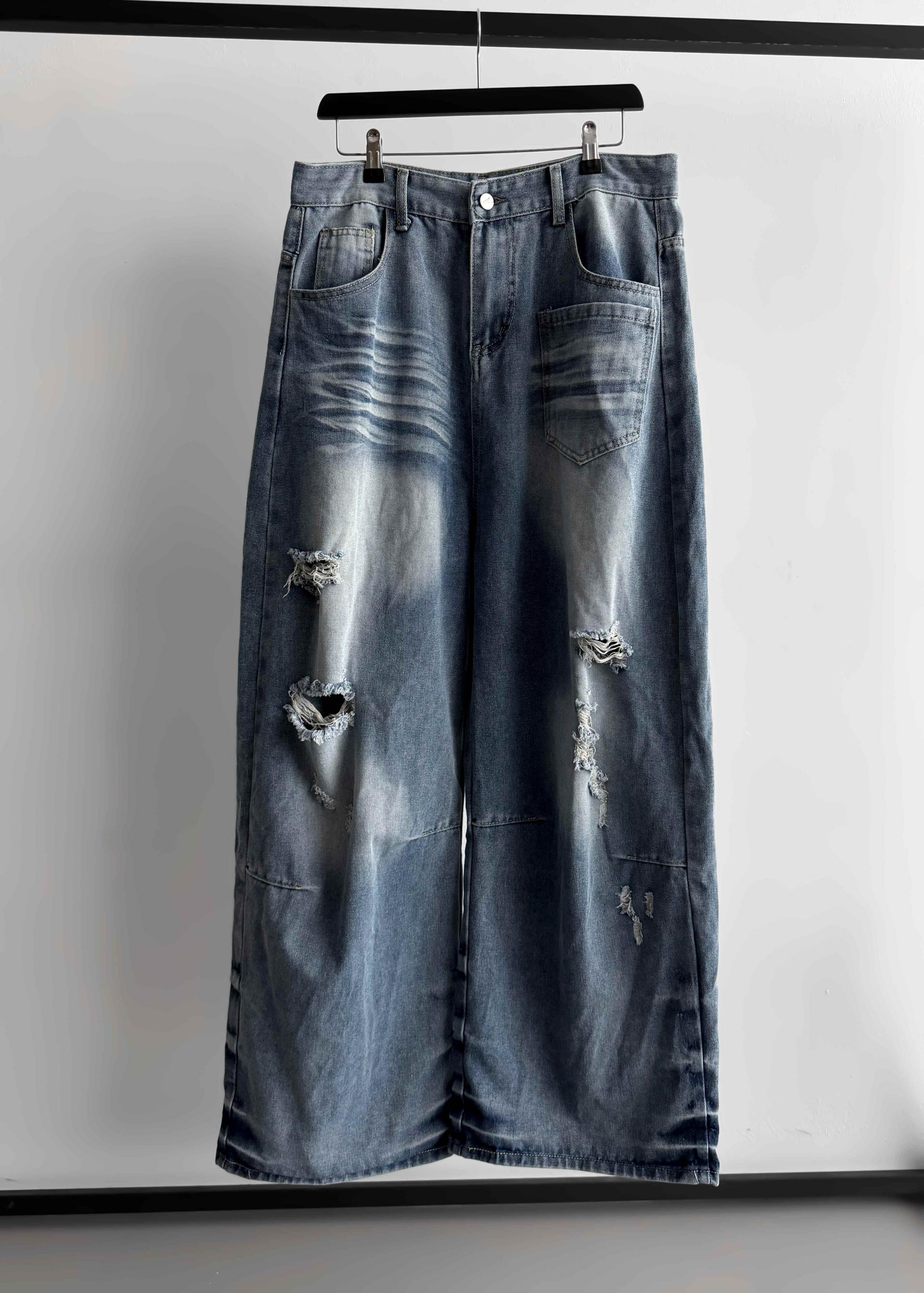Summer vintage wide denim pants