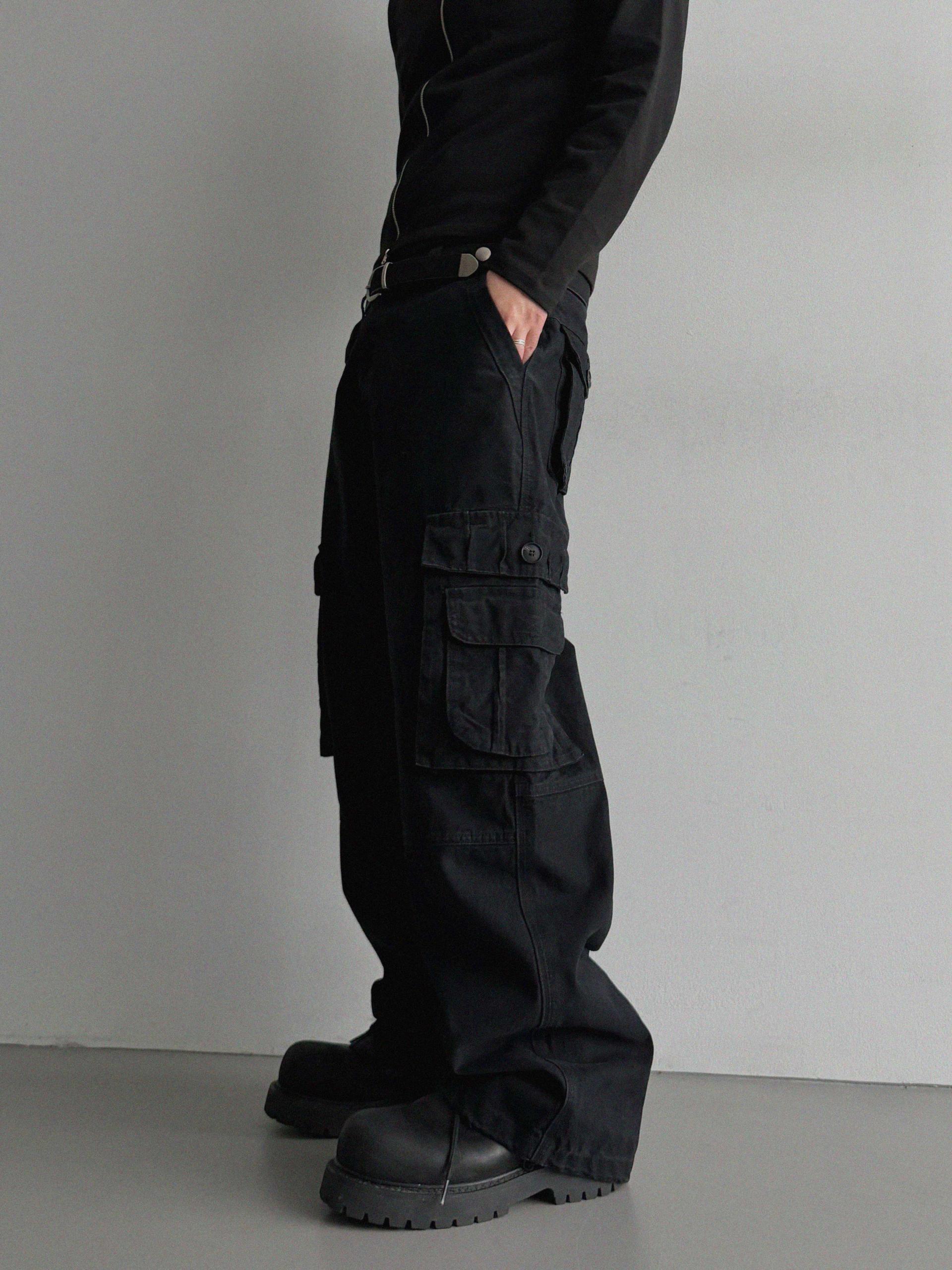Ampty dyeing wide cargo pants