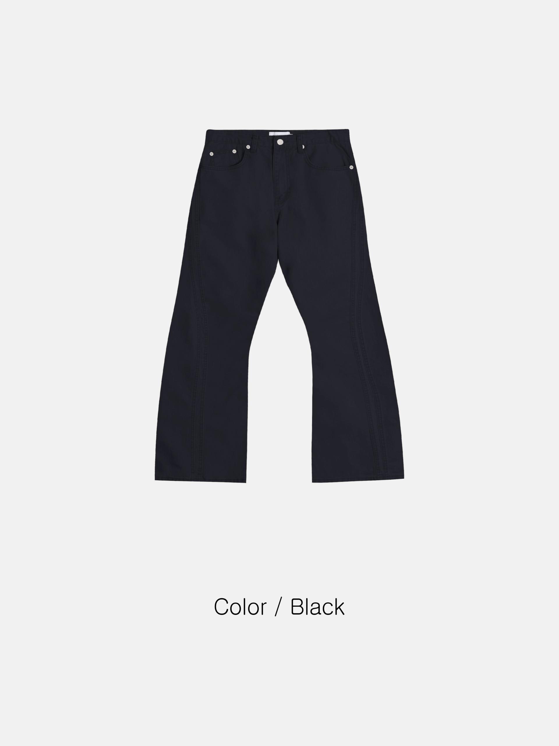 Double pocket curved flare pants