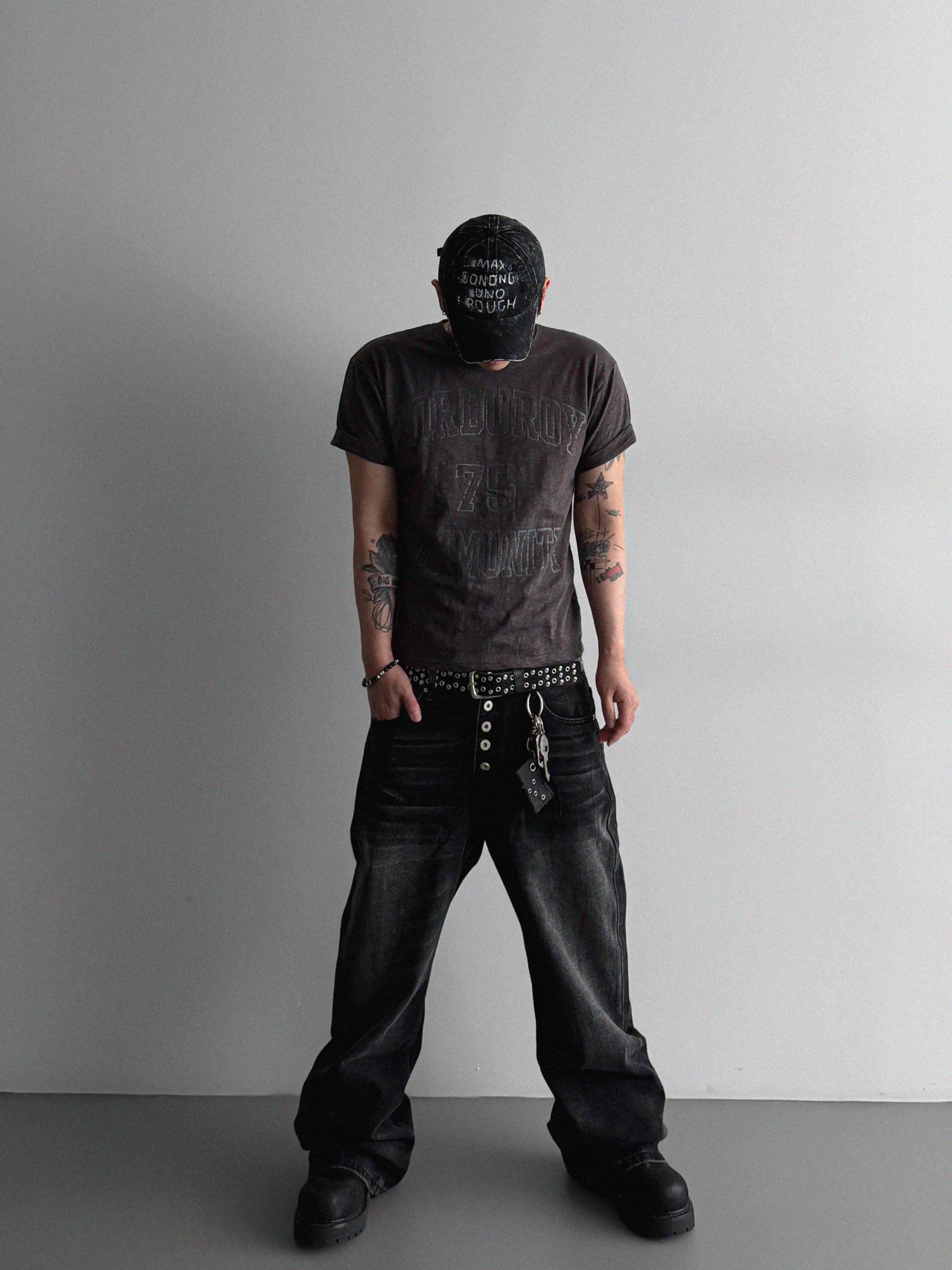 Button fly flare denim pants