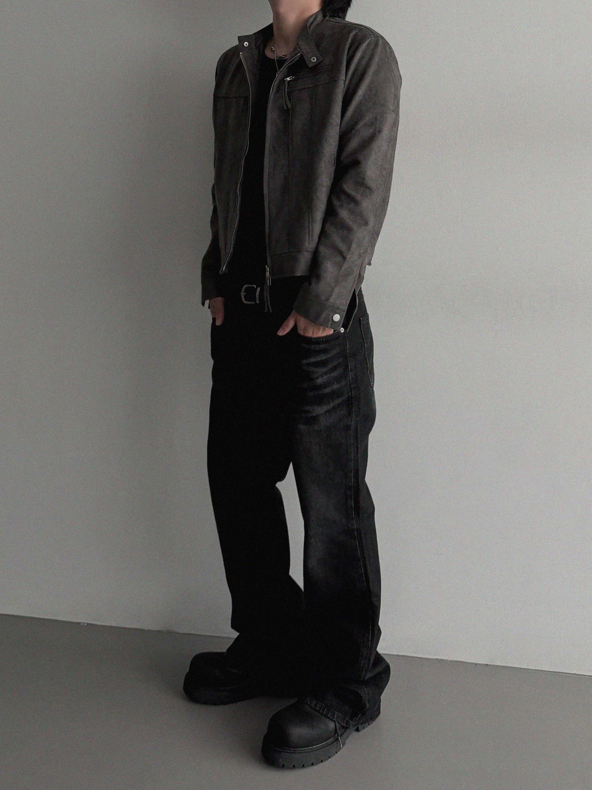 Lemans biker suede crop jacket