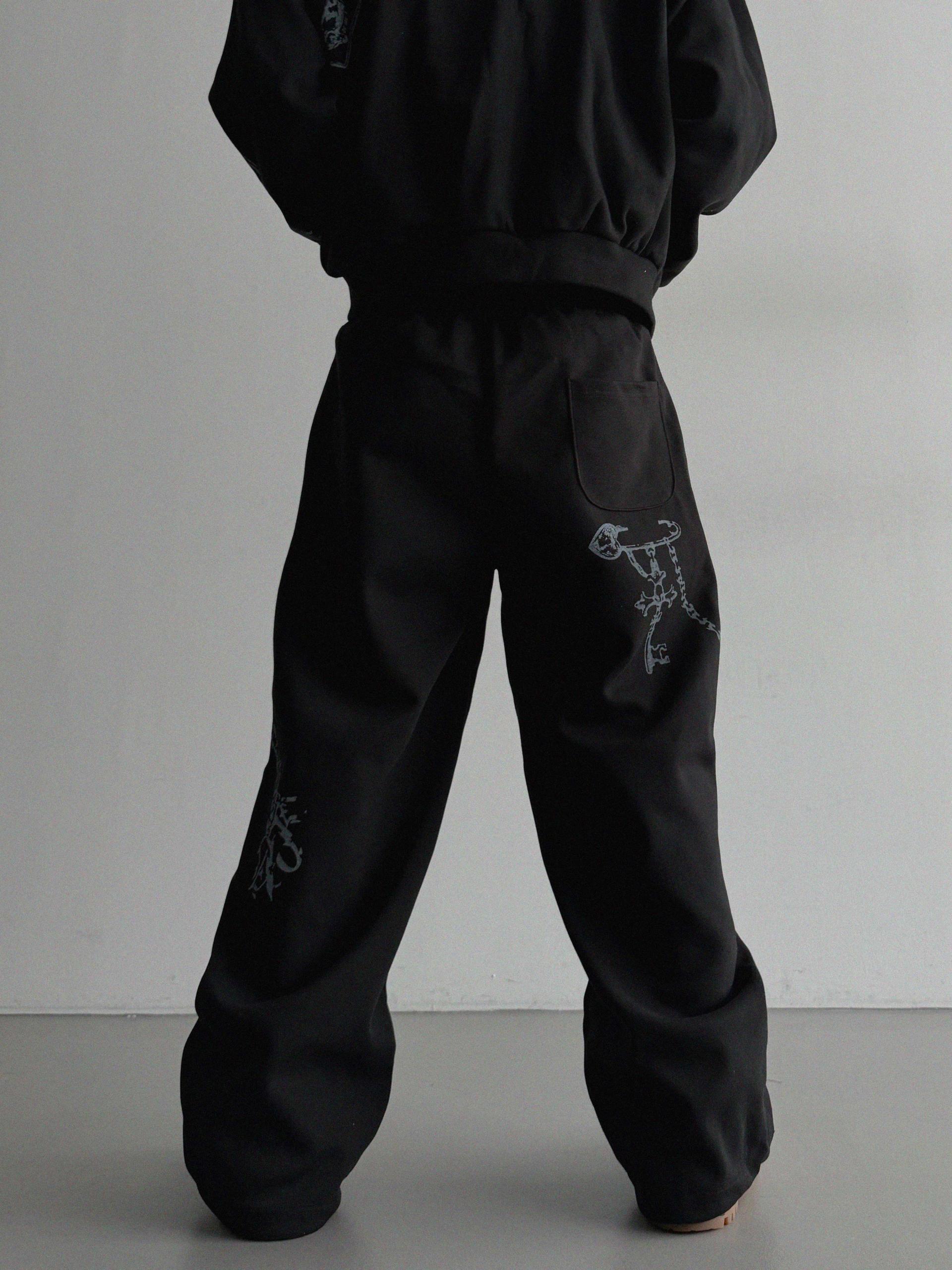 Keyring printed wide sweat pants