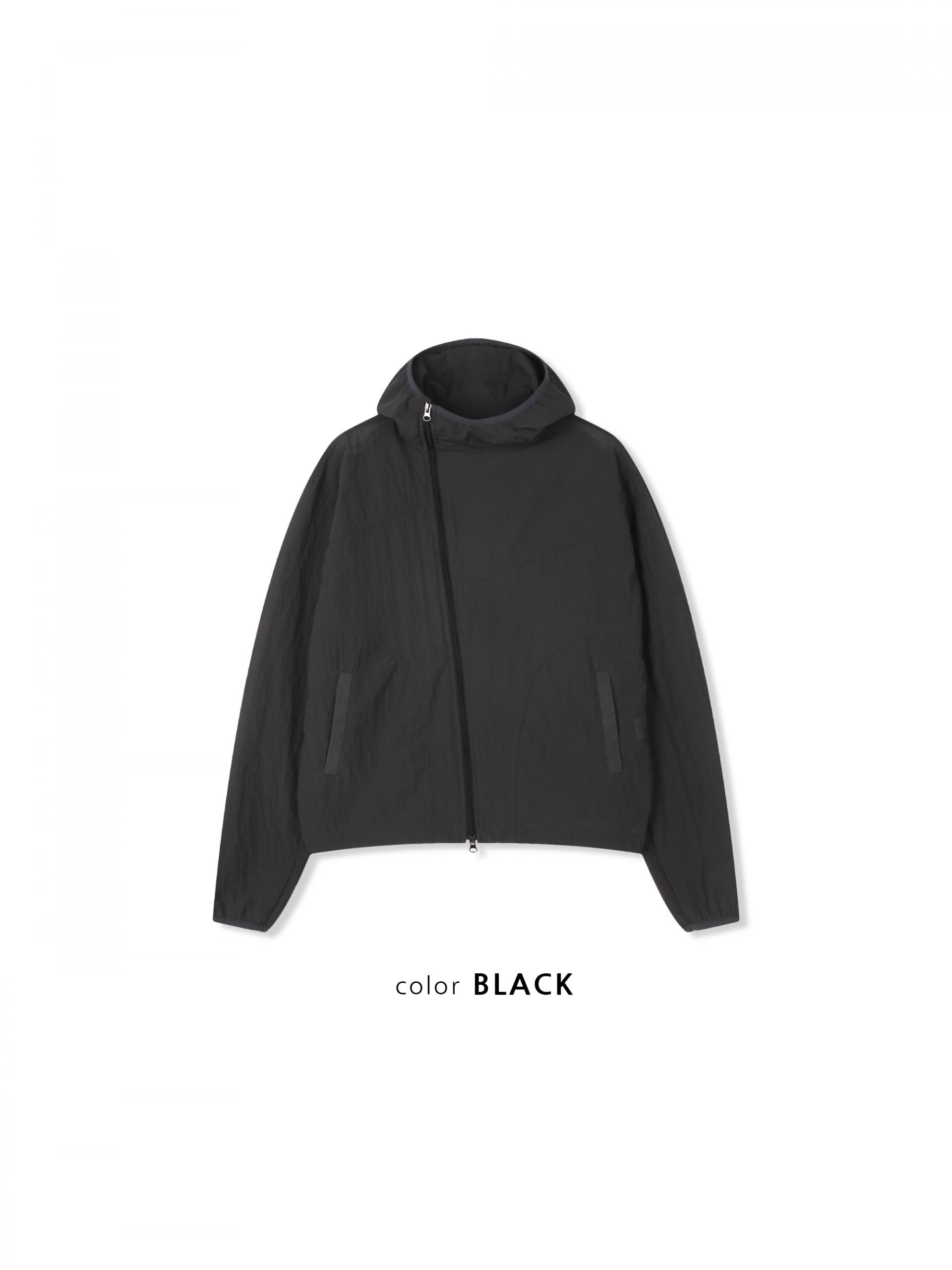 Summer diagonal zipper hood jacket