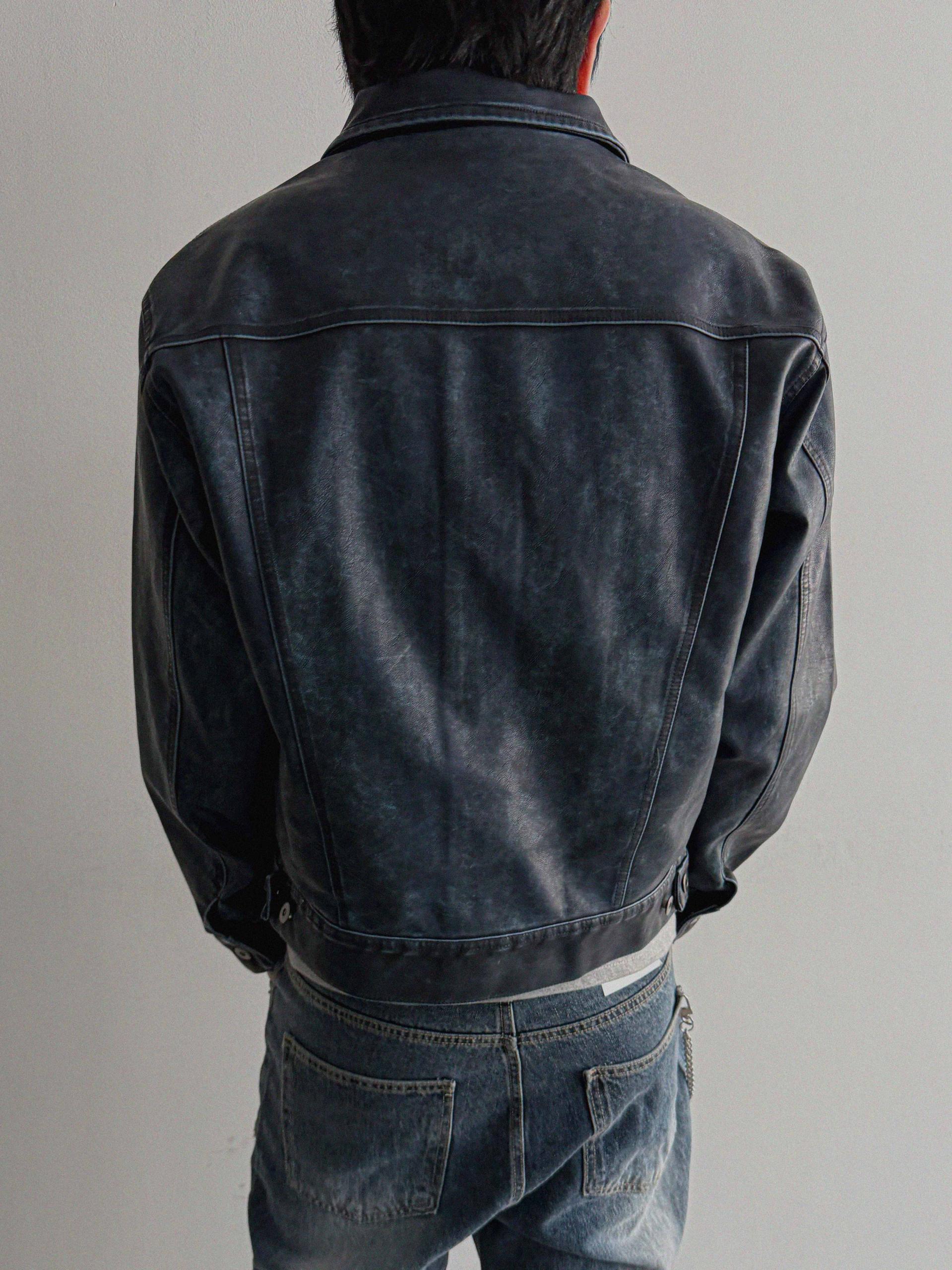 Rex leather trucker crop jacket
