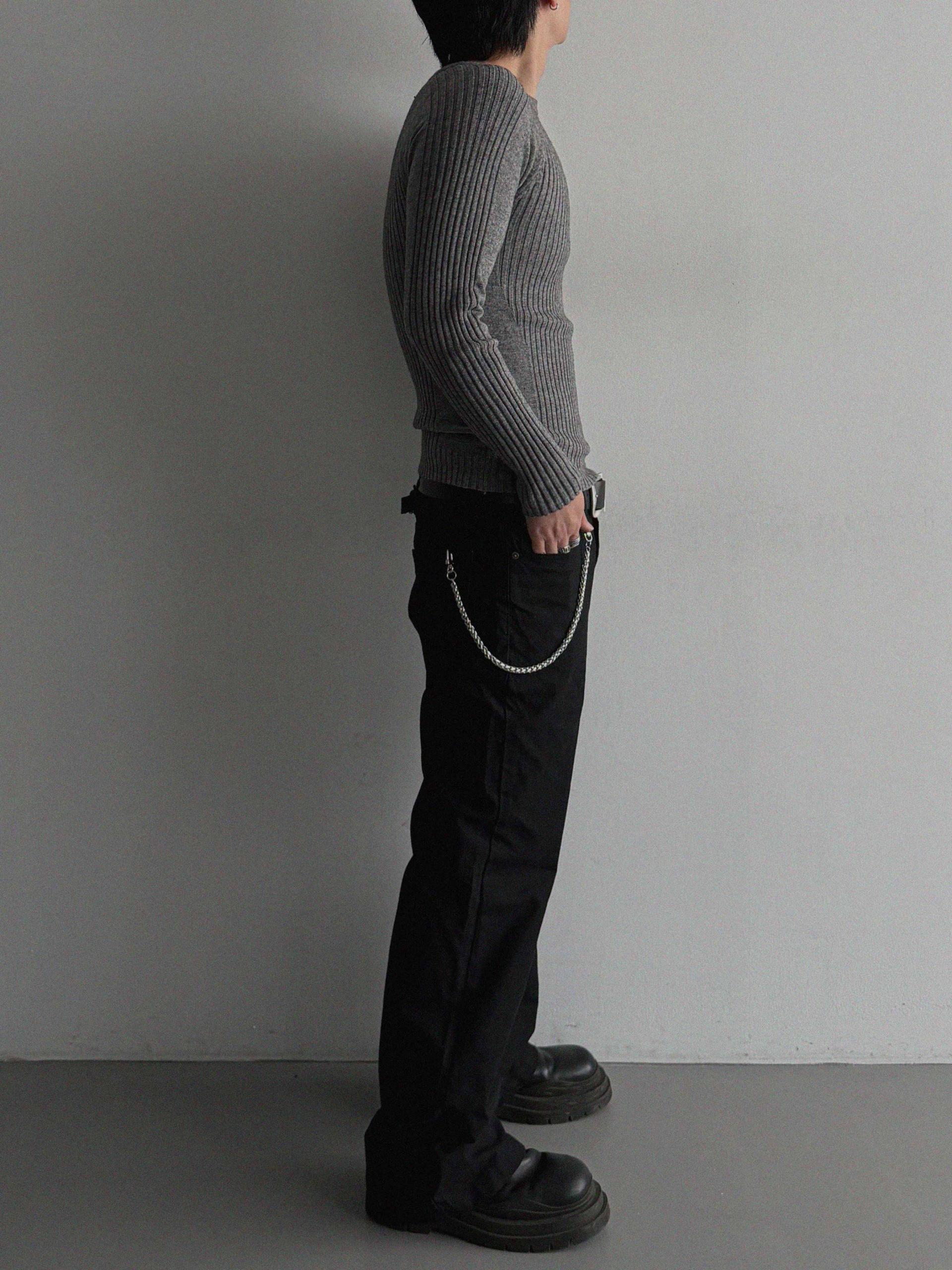 Irregular ribbed raglan muscle knit