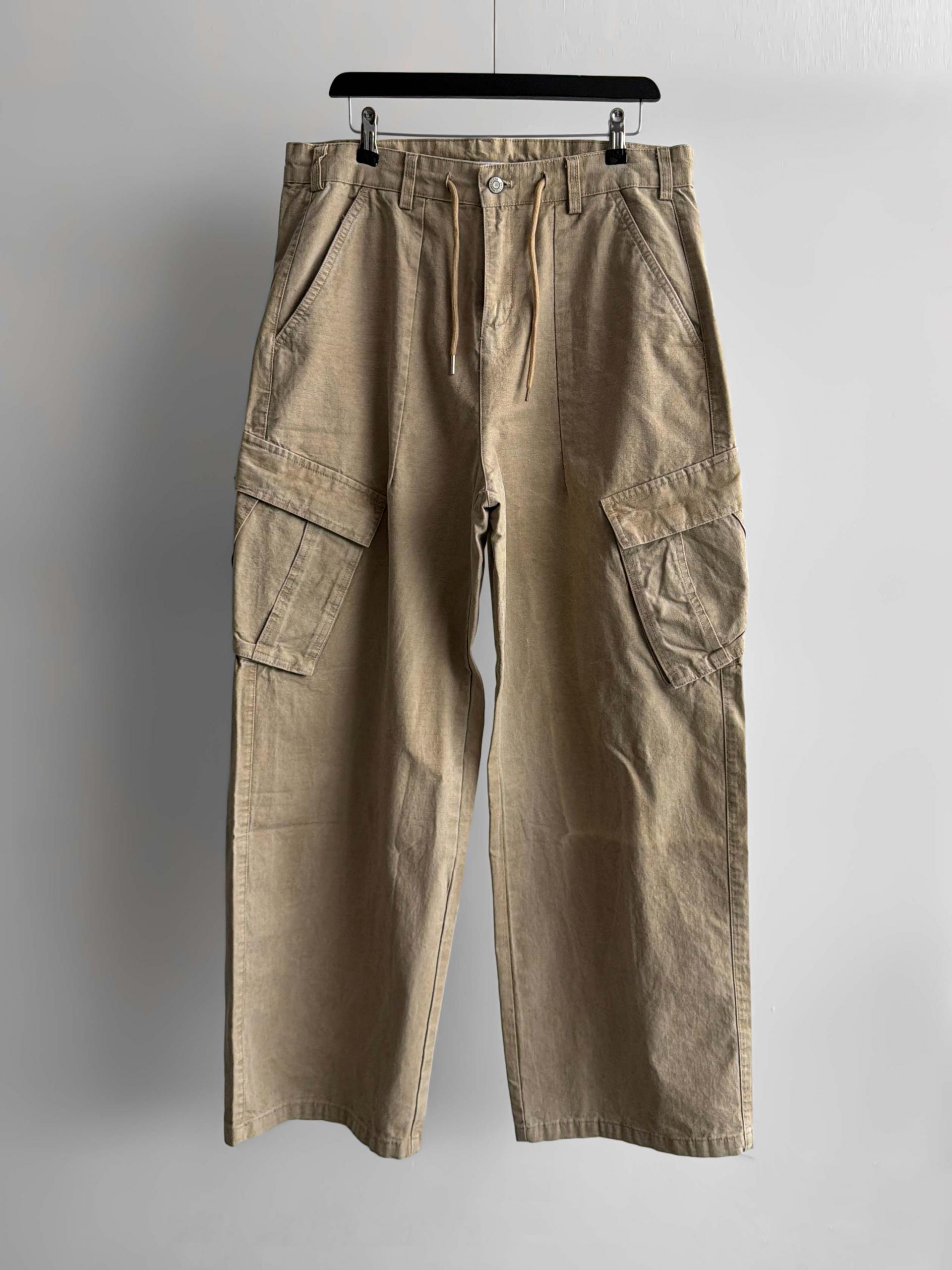 Dyed ripstop cargo curved pants