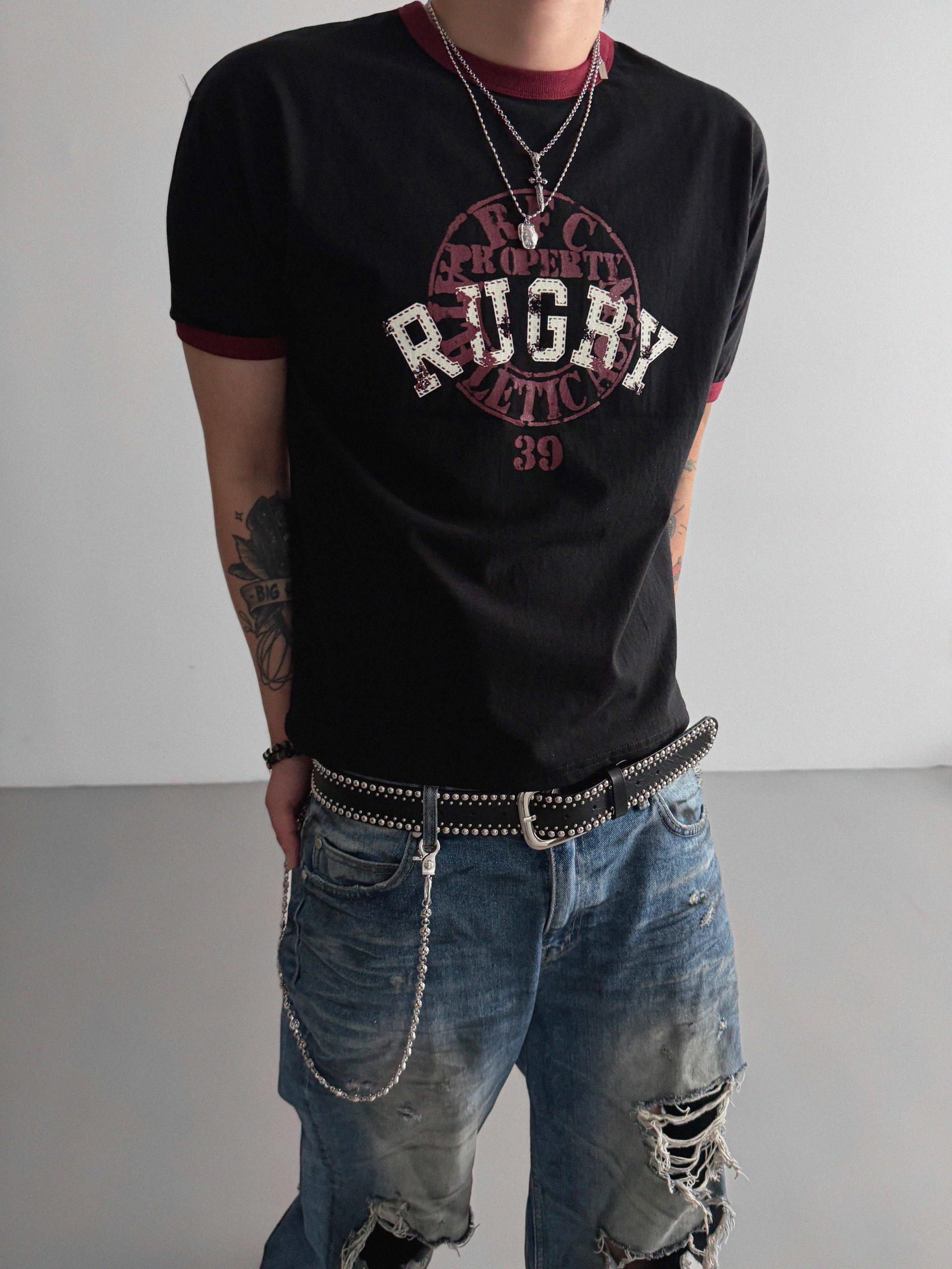 Rugby ringer muscle crop half t