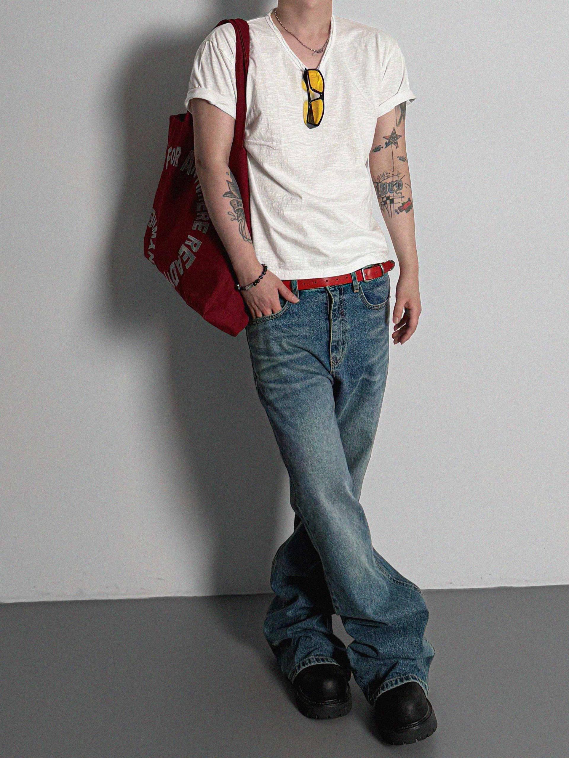 Slab cut u-neck half t