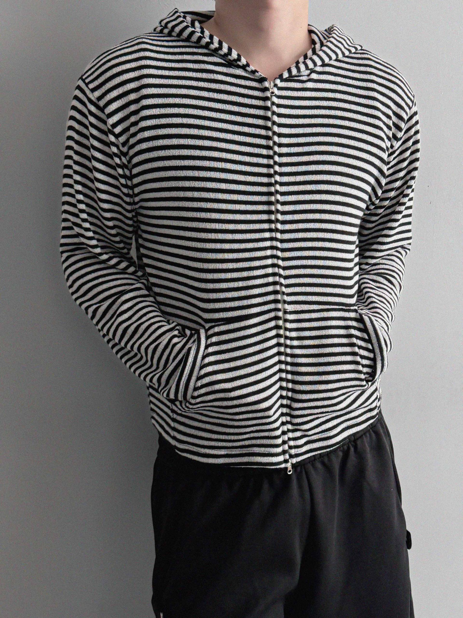 Seide stripe crop hood zip-up