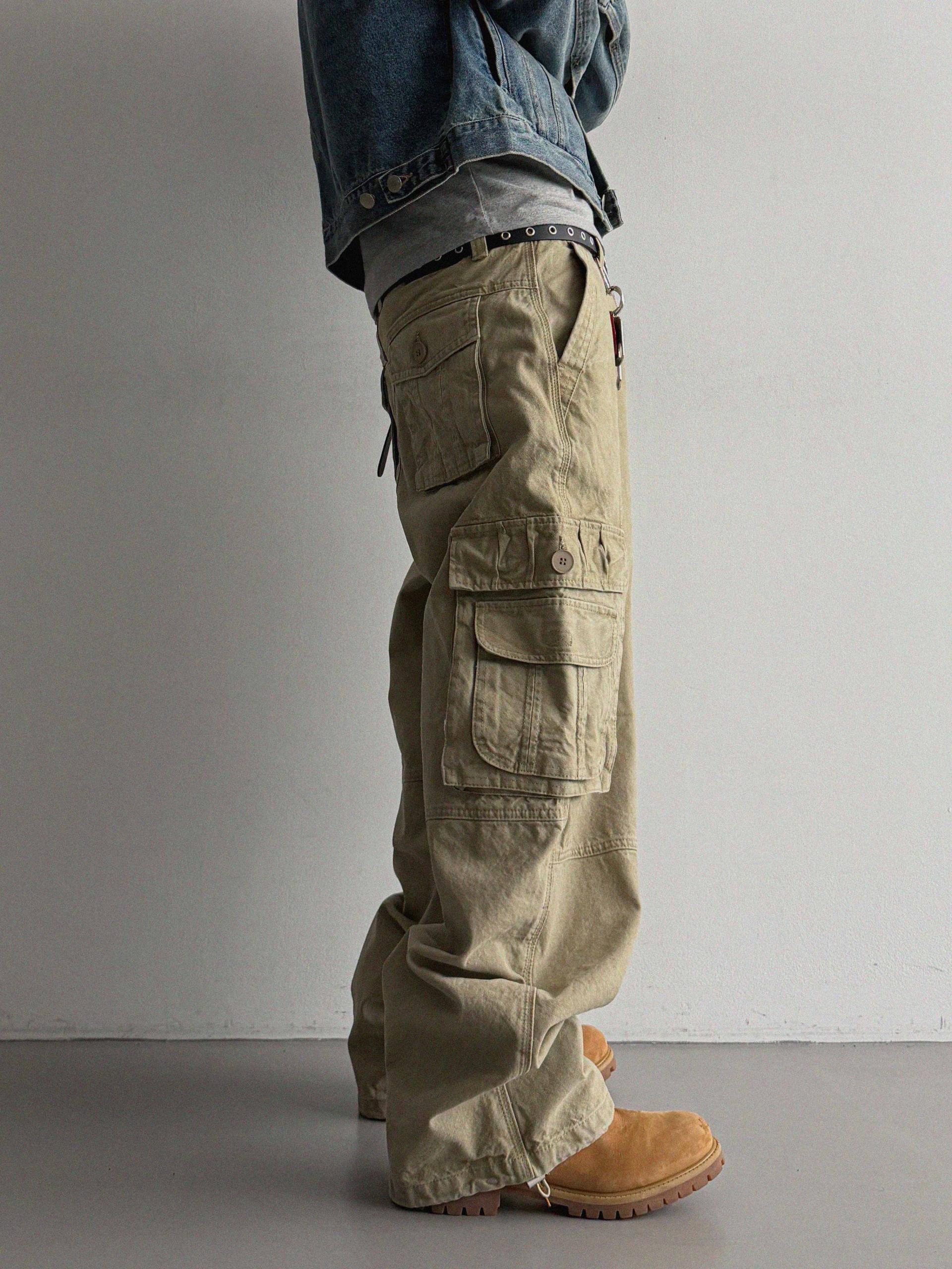 Ampty dyeing wide cargo pants