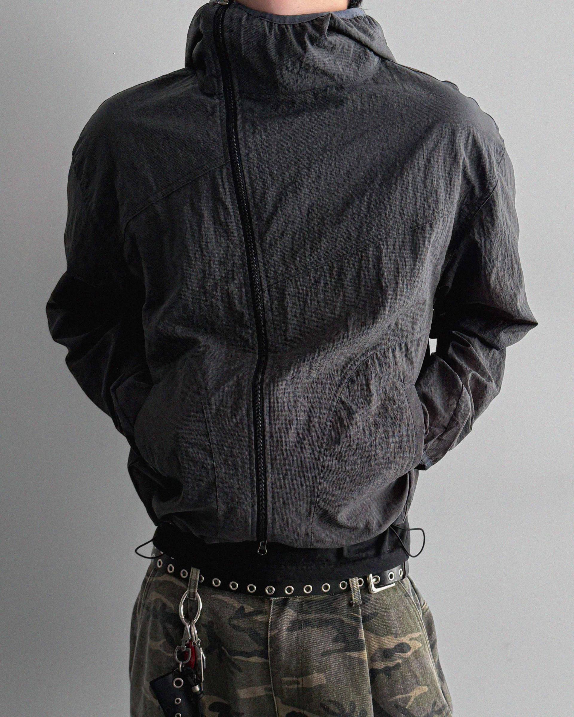 Summer diagonal zipper hood jacket