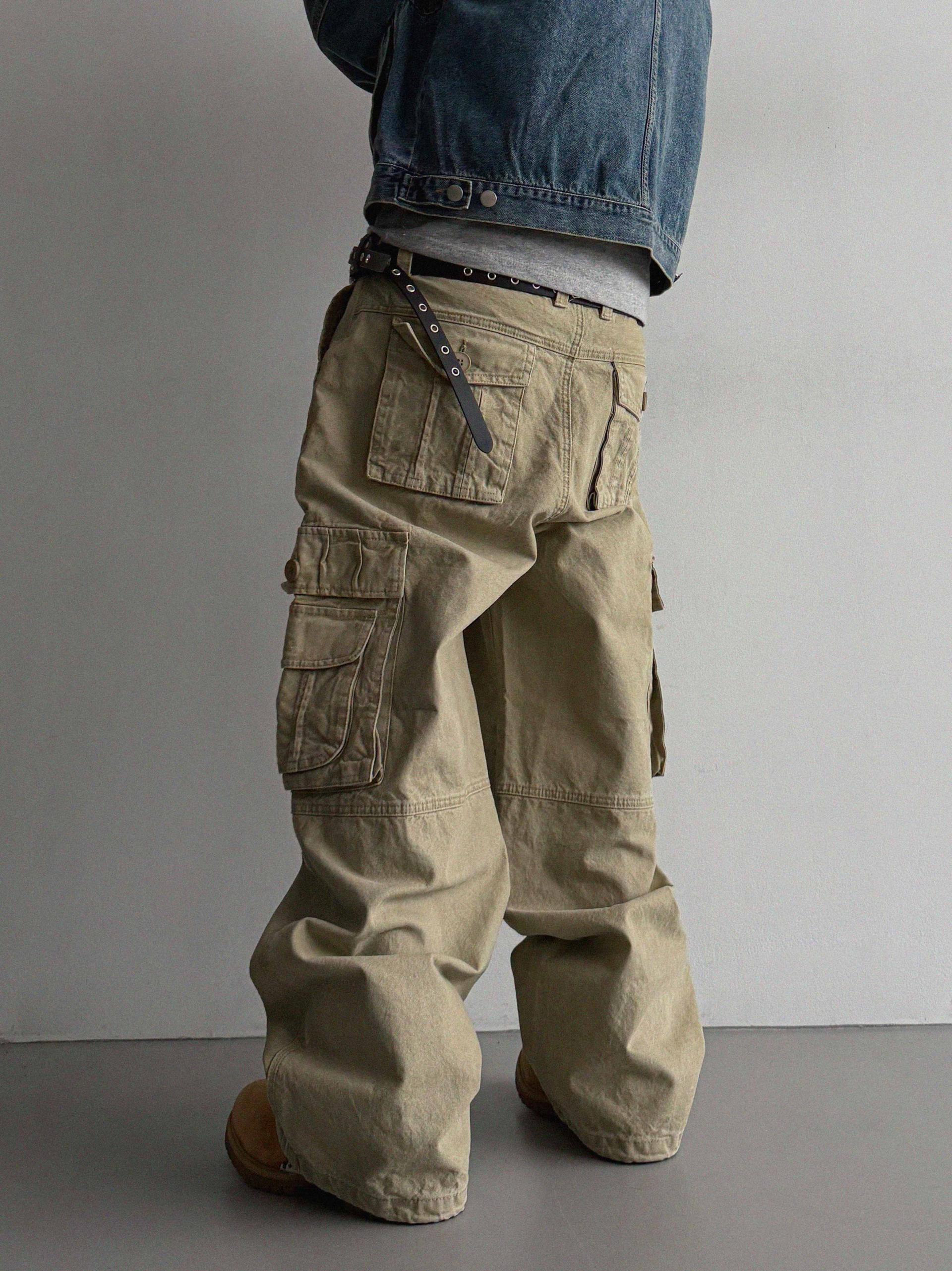 Ampty dyeing wide cargo pants