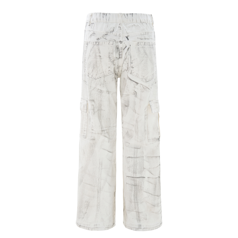 Peril dirty white denim cargo pants