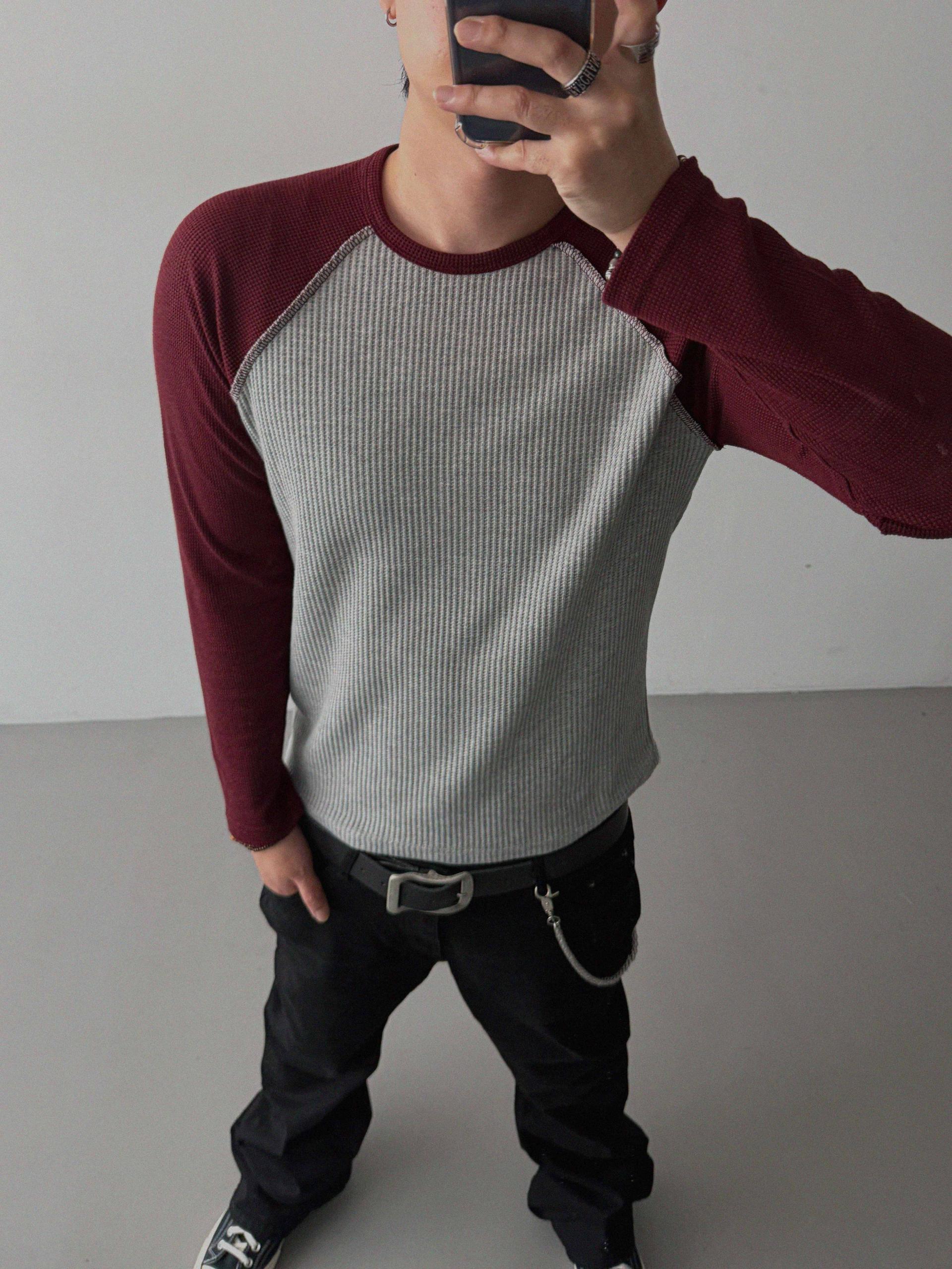 Tukhines waffle slim raglan t