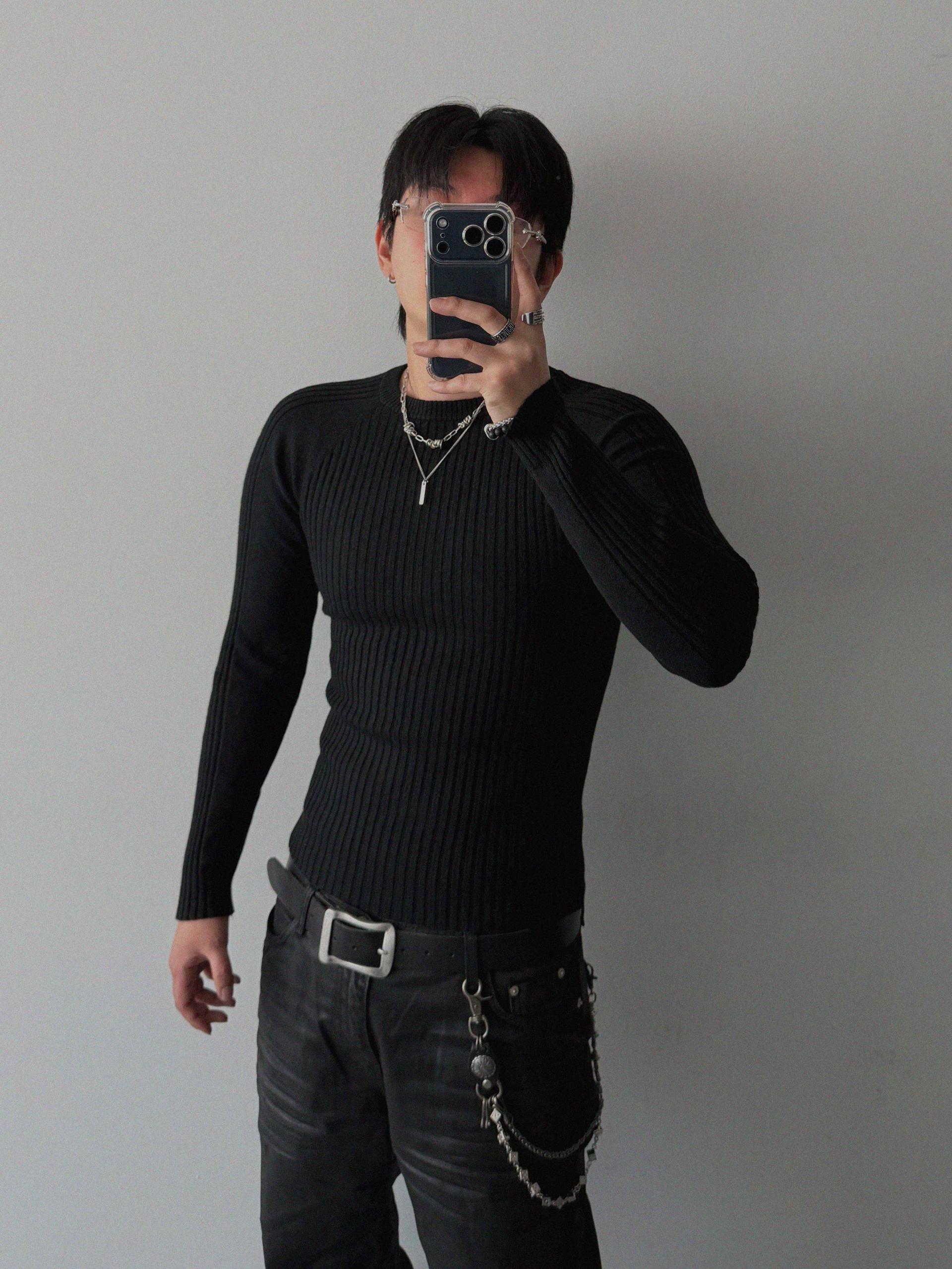 Embo coated semi flare pants