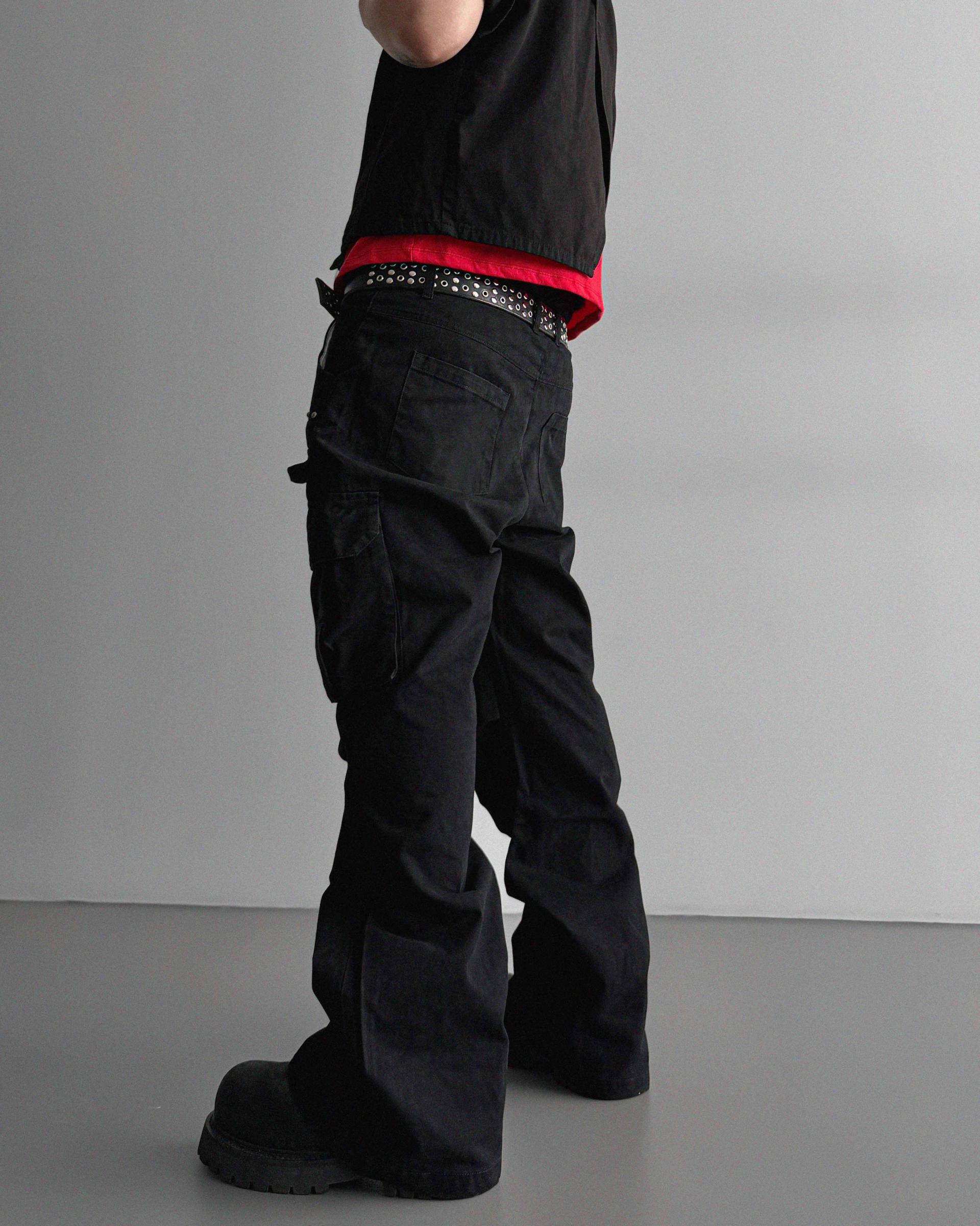 Dying stud cargo flared pants
