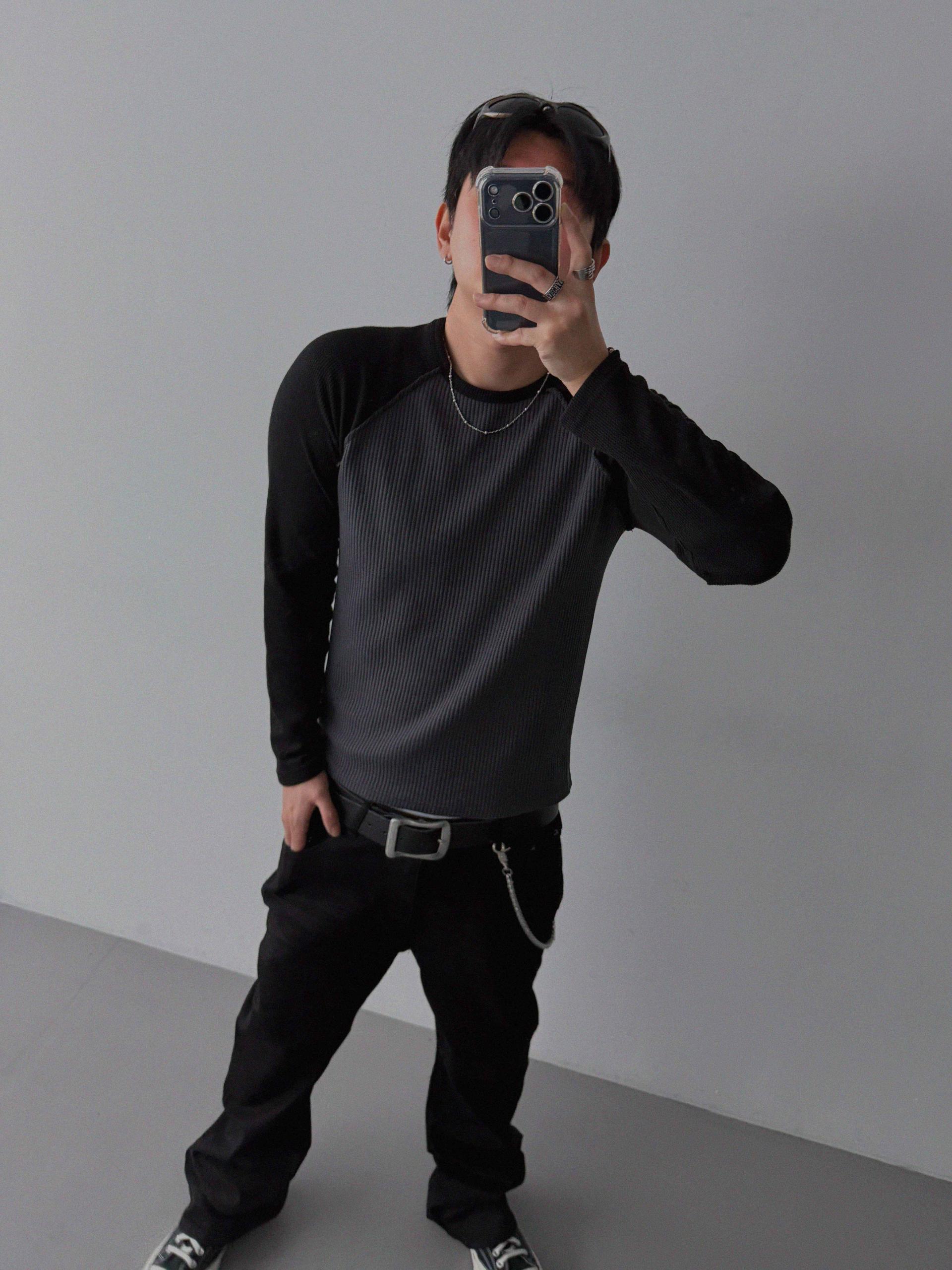 Tukhines waffle slim raglan t