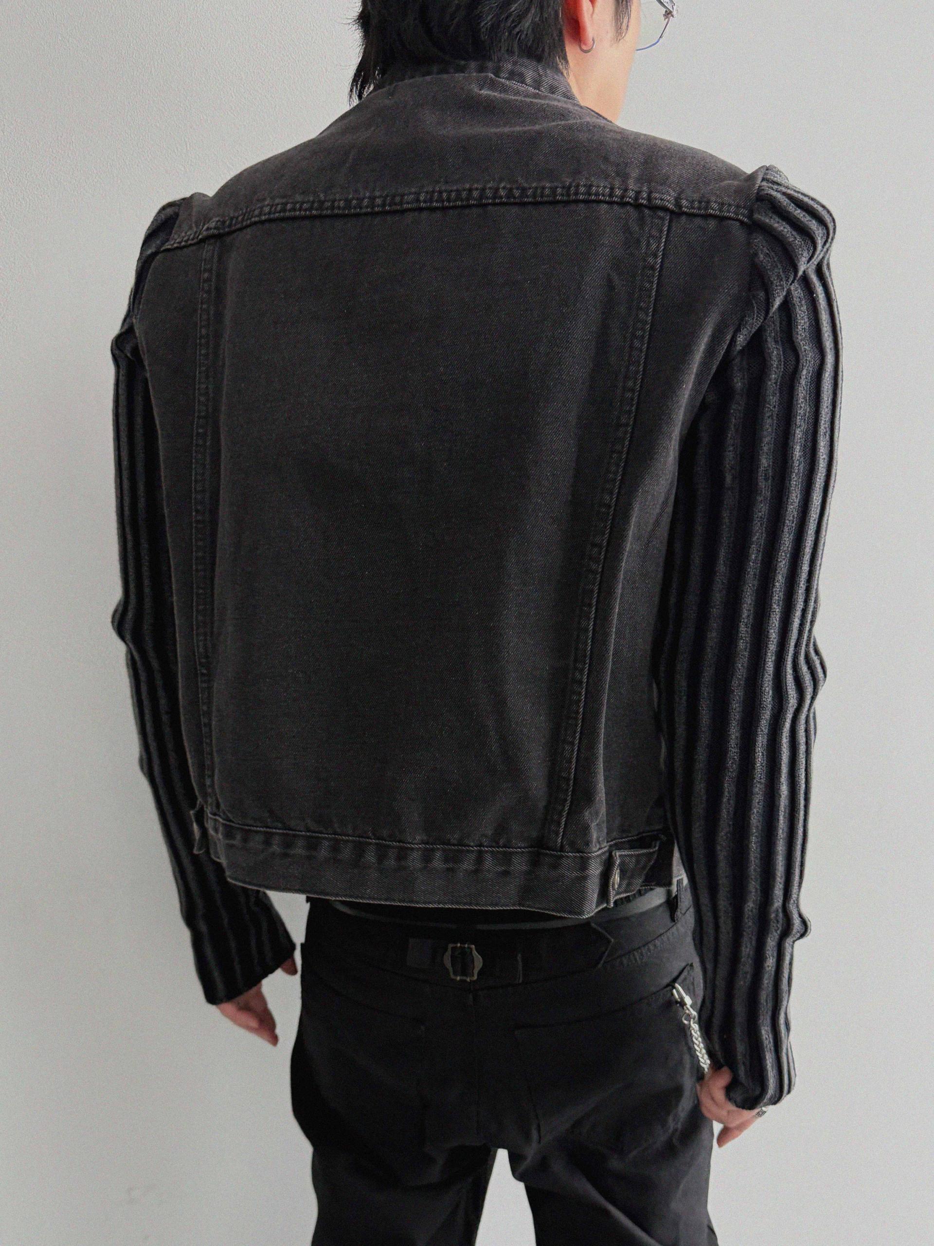 Shadow knit denim crop jacket