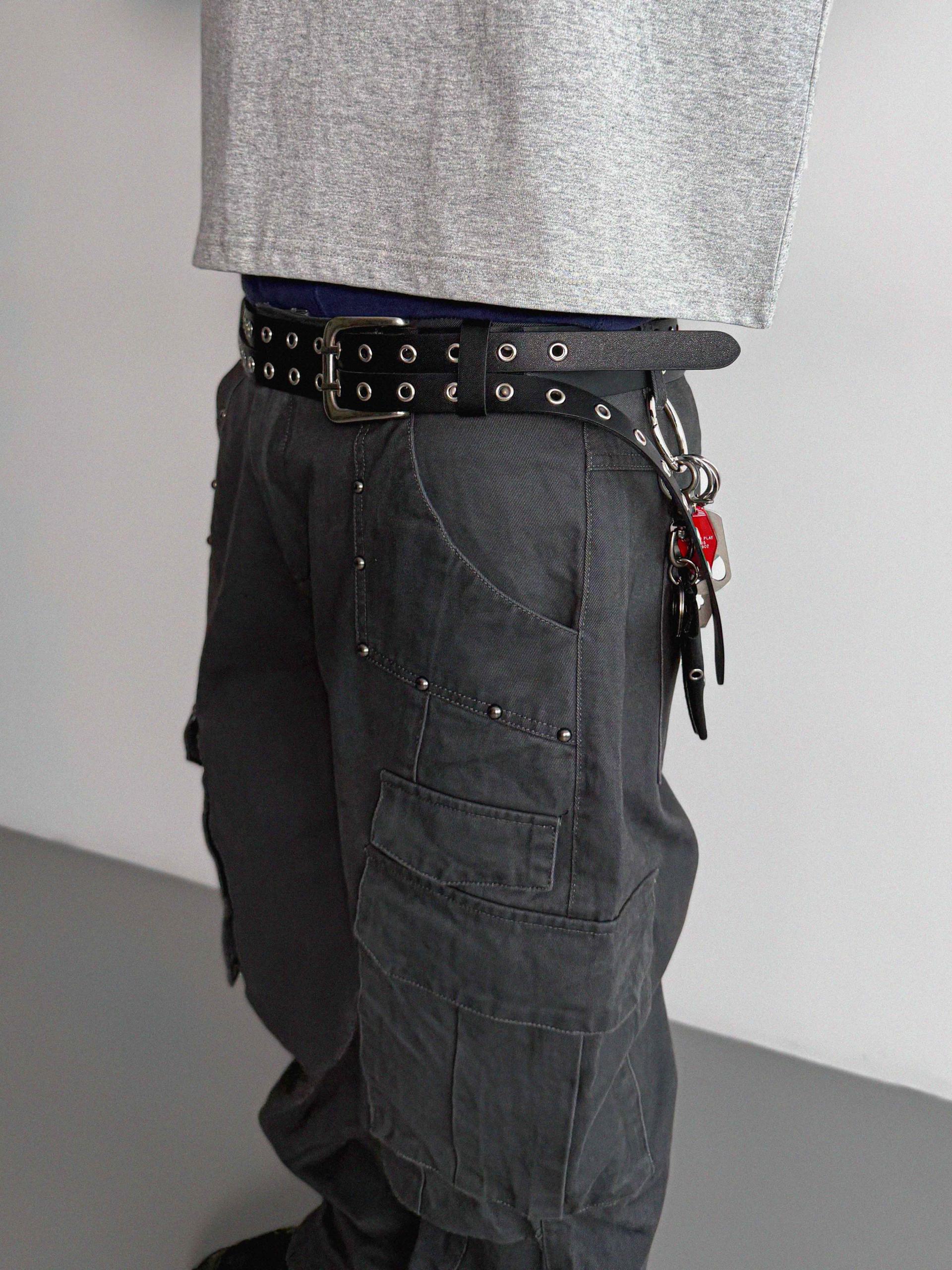 Dying stud cargo flared pants