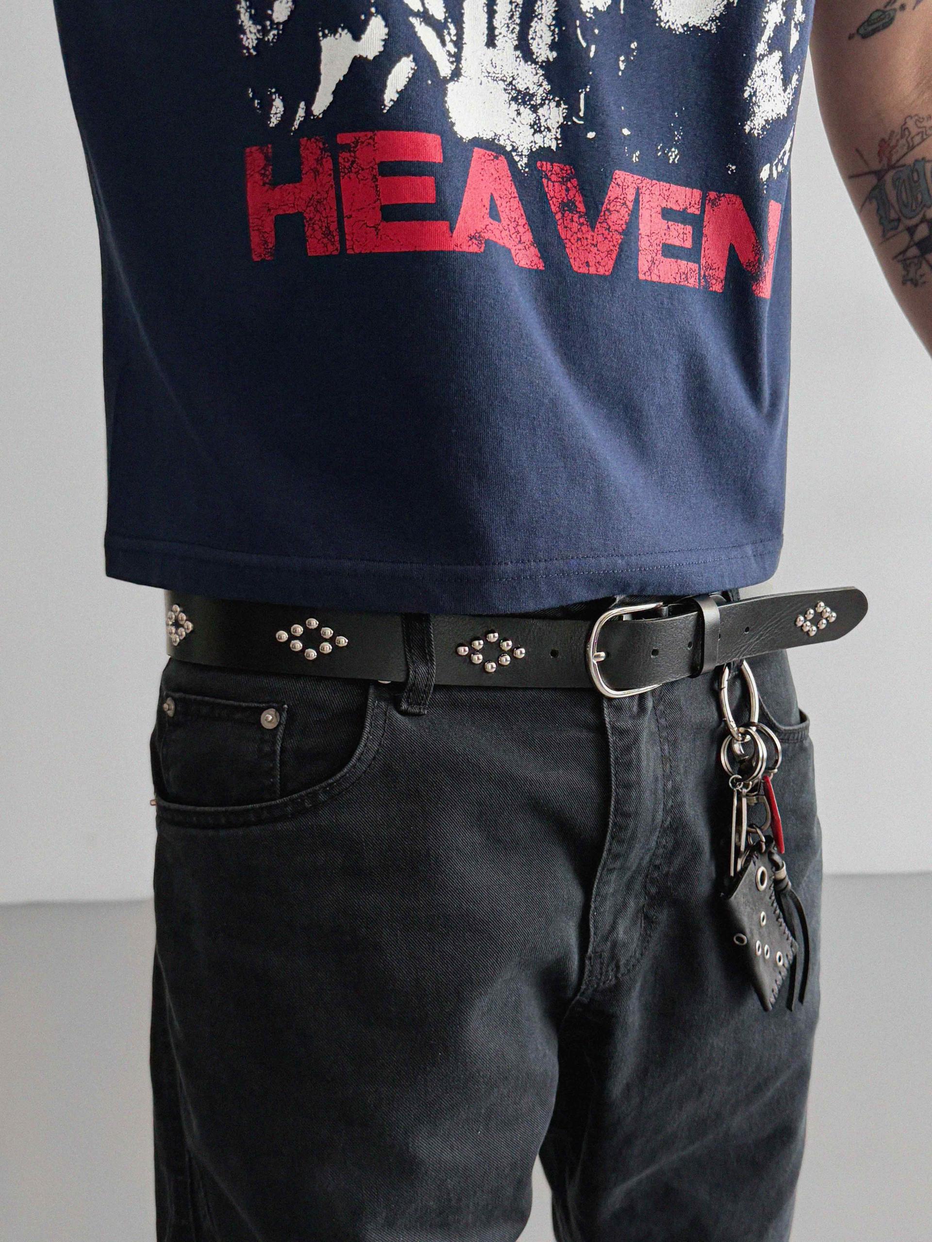Diamond stud 35 leather belt