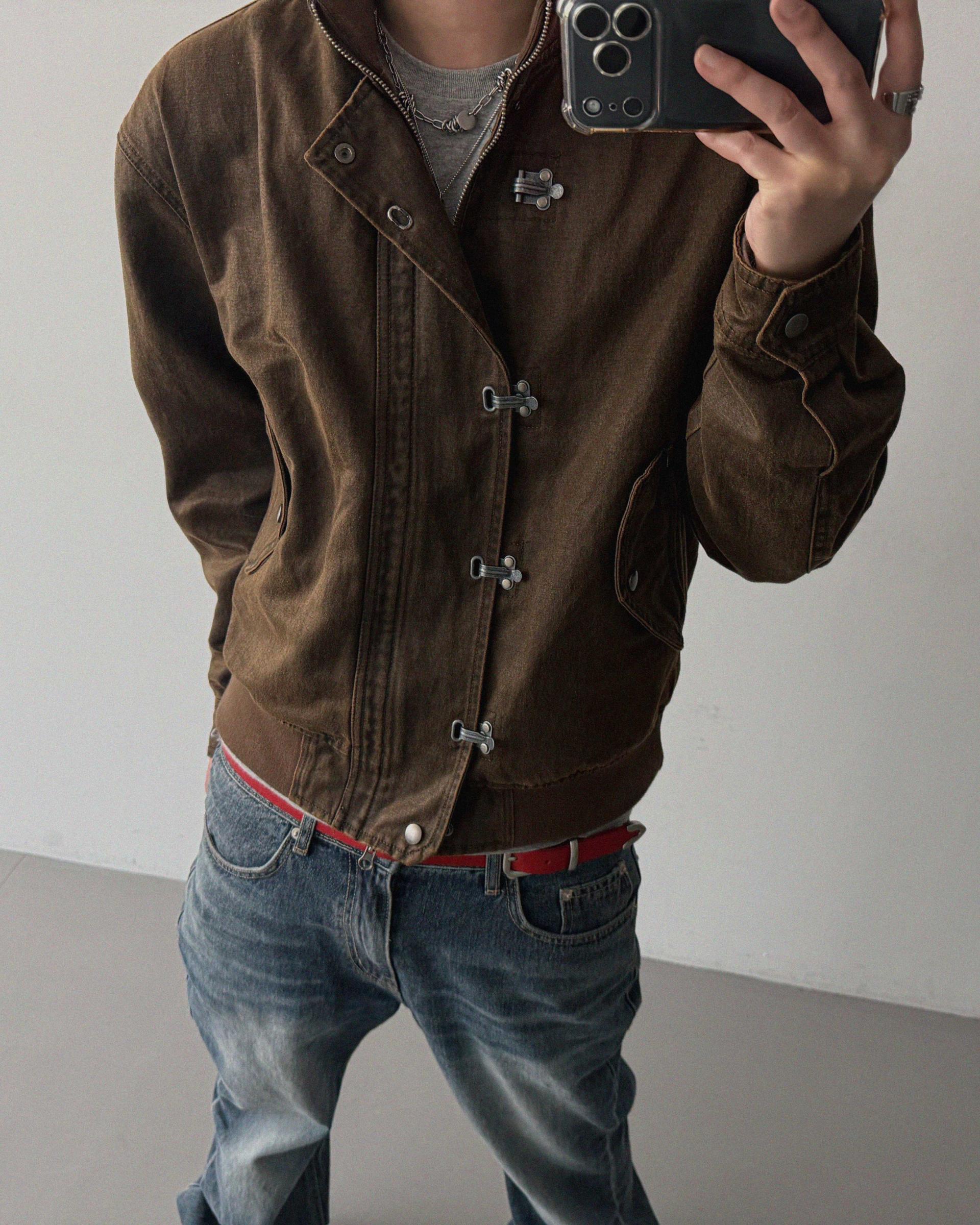 Deep brush flare denim pants