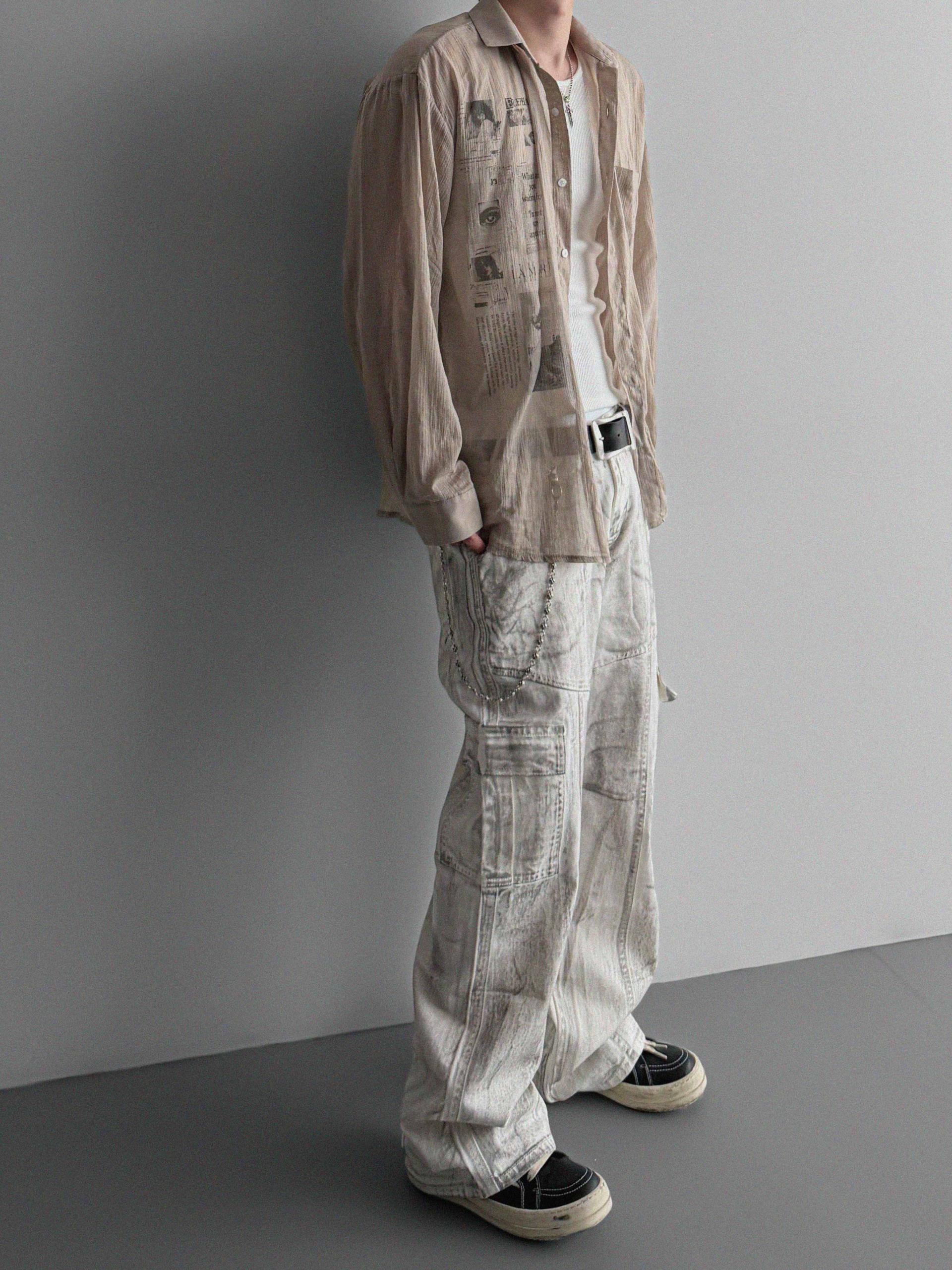 Peril dirty white denim cargo pants