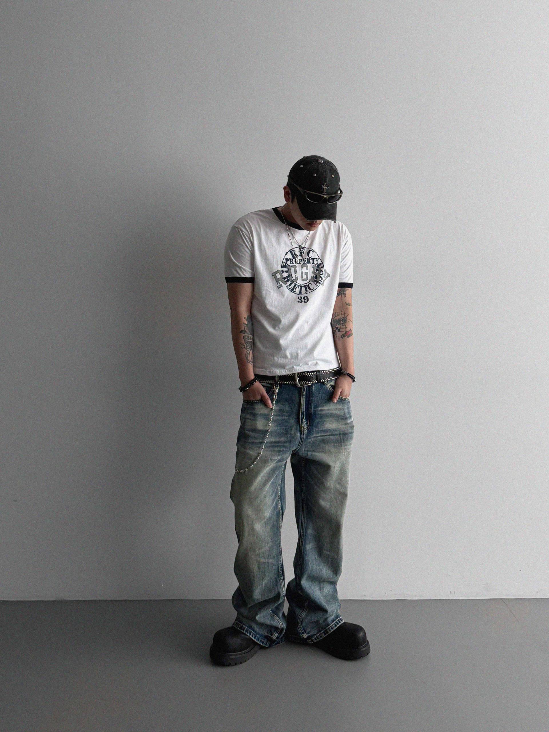 Mobe sand flare denim pants