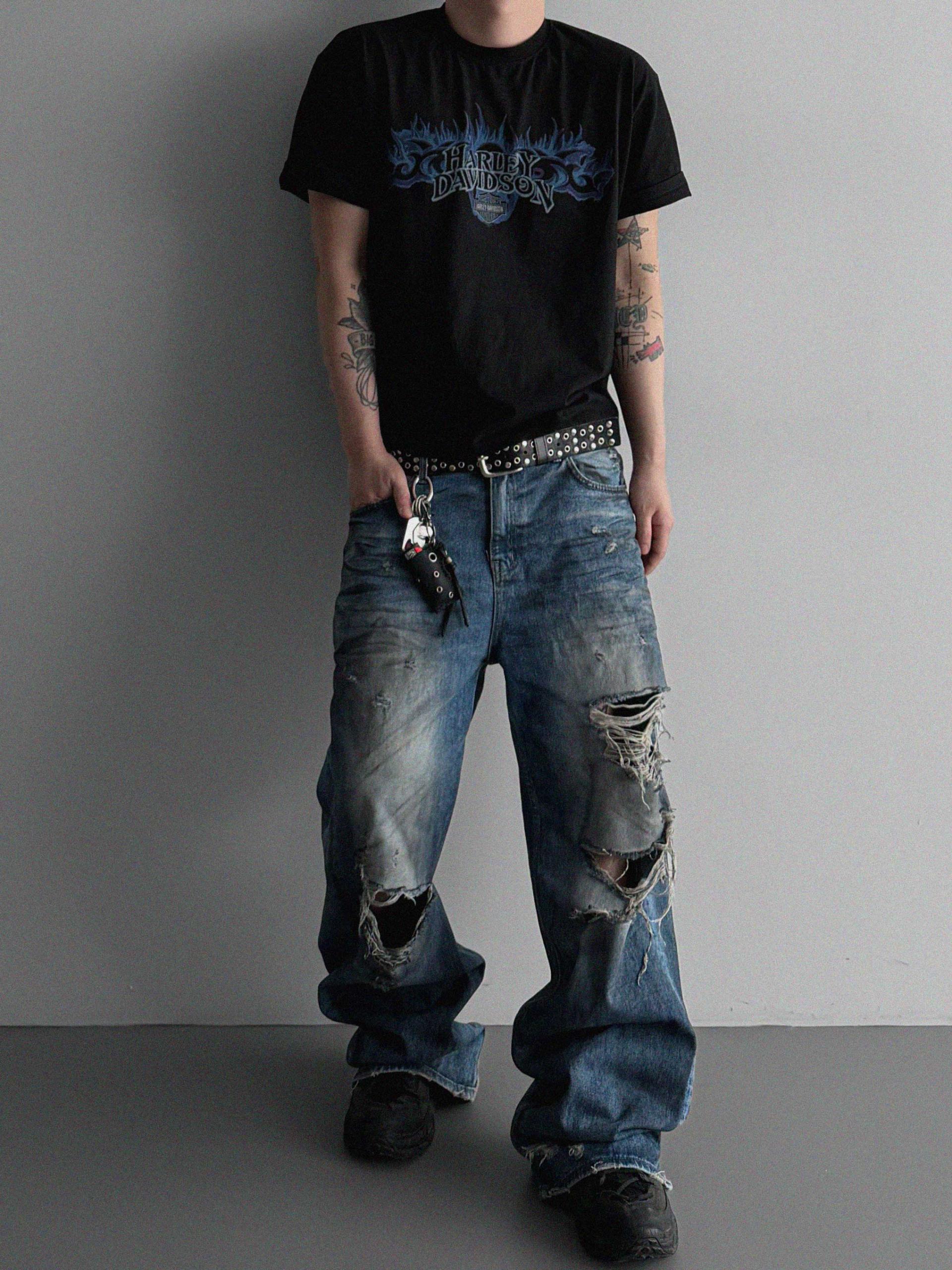 Flame harley crop half t