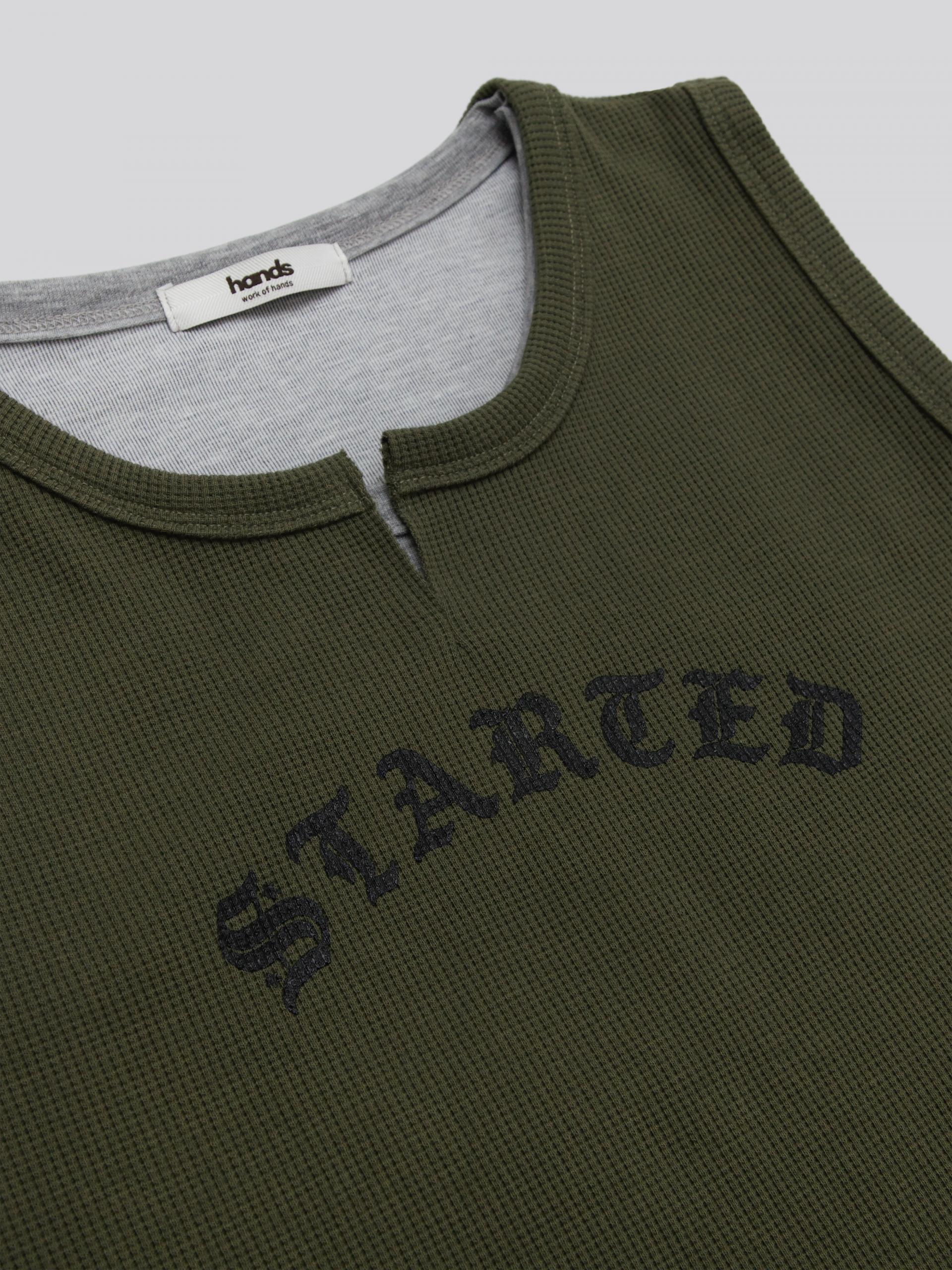 Lettering layer waffle crop sleeveless