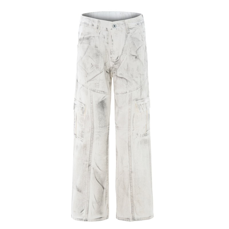 Peril dirty white denim cargo pants