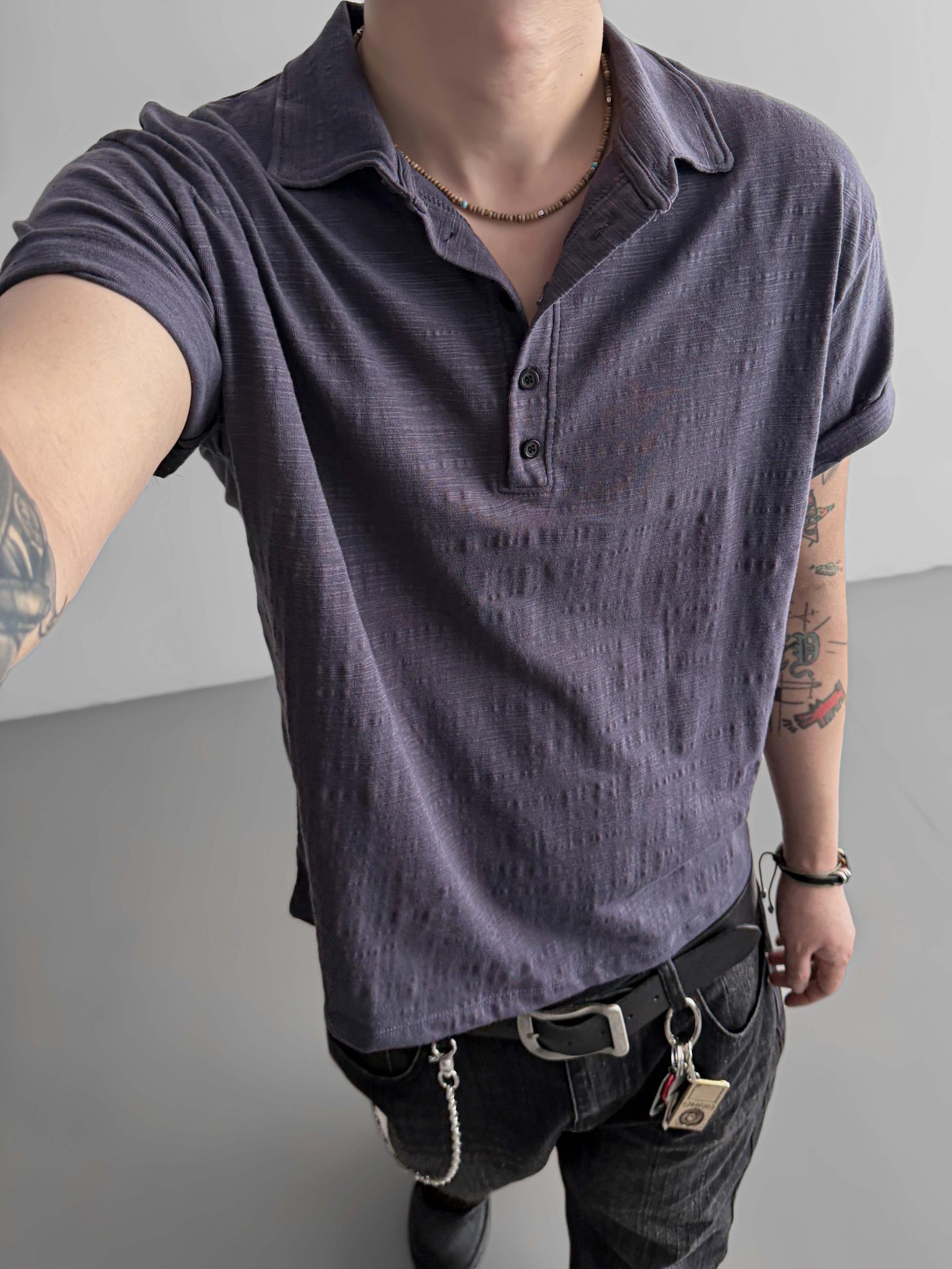 Slub collar half t