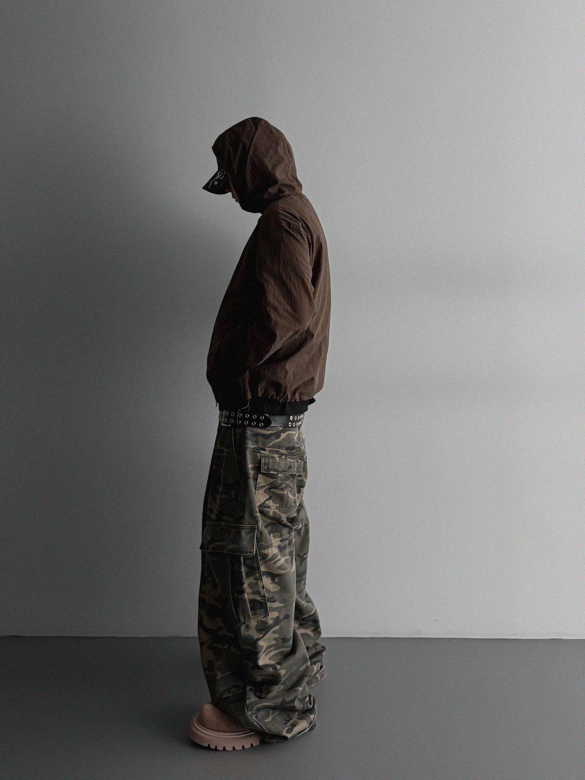 Summer diagonal zipper hood jacket