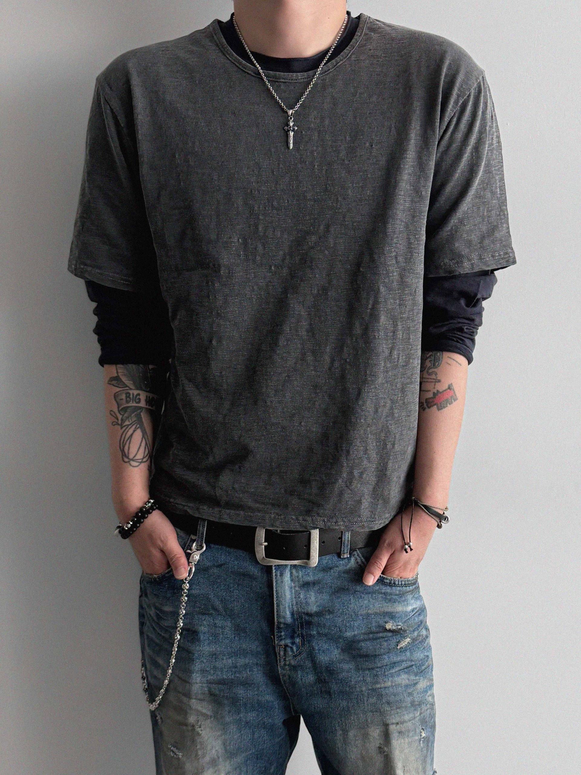 Slub pigment crop half t