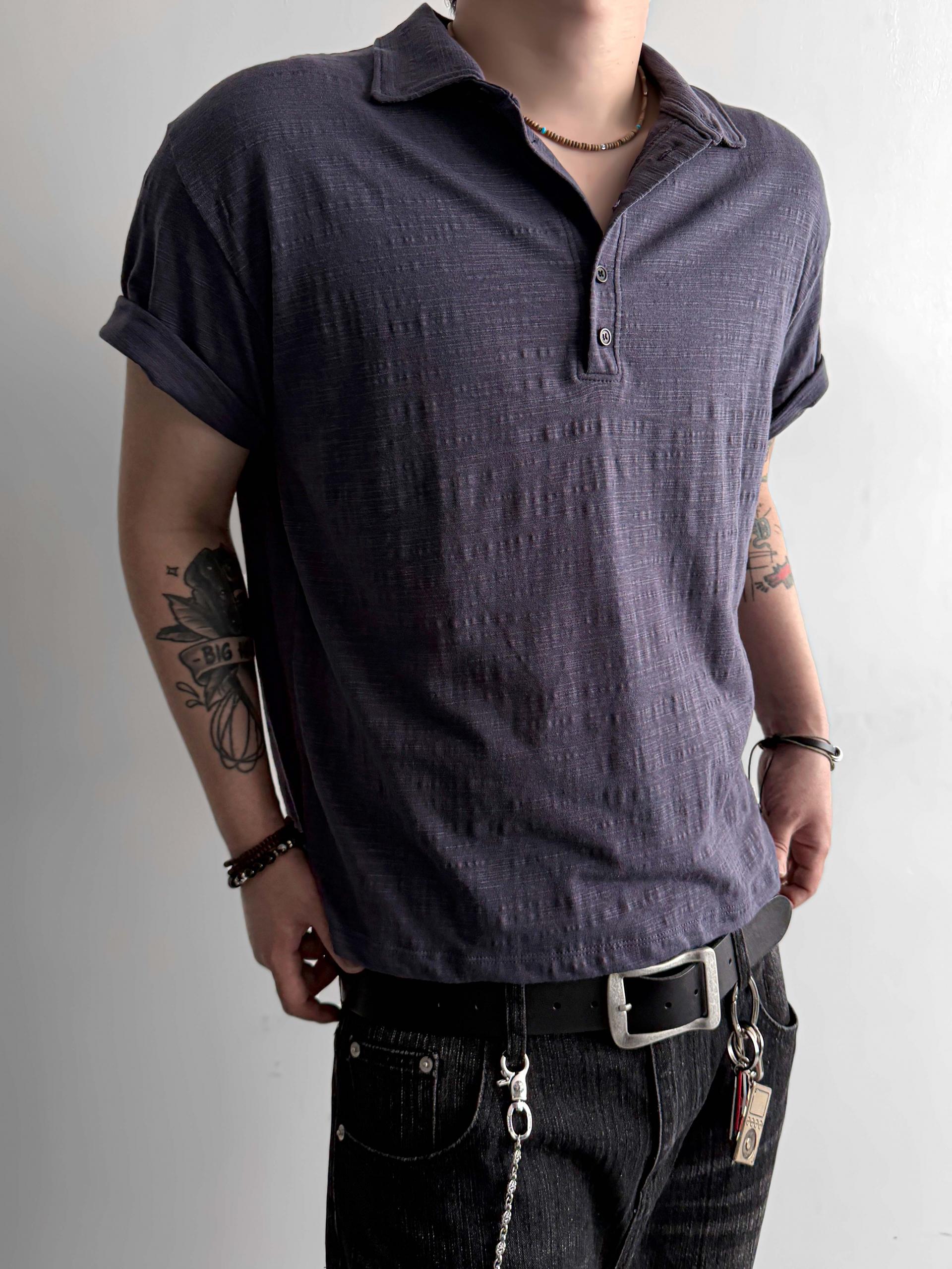 Slub collar half t