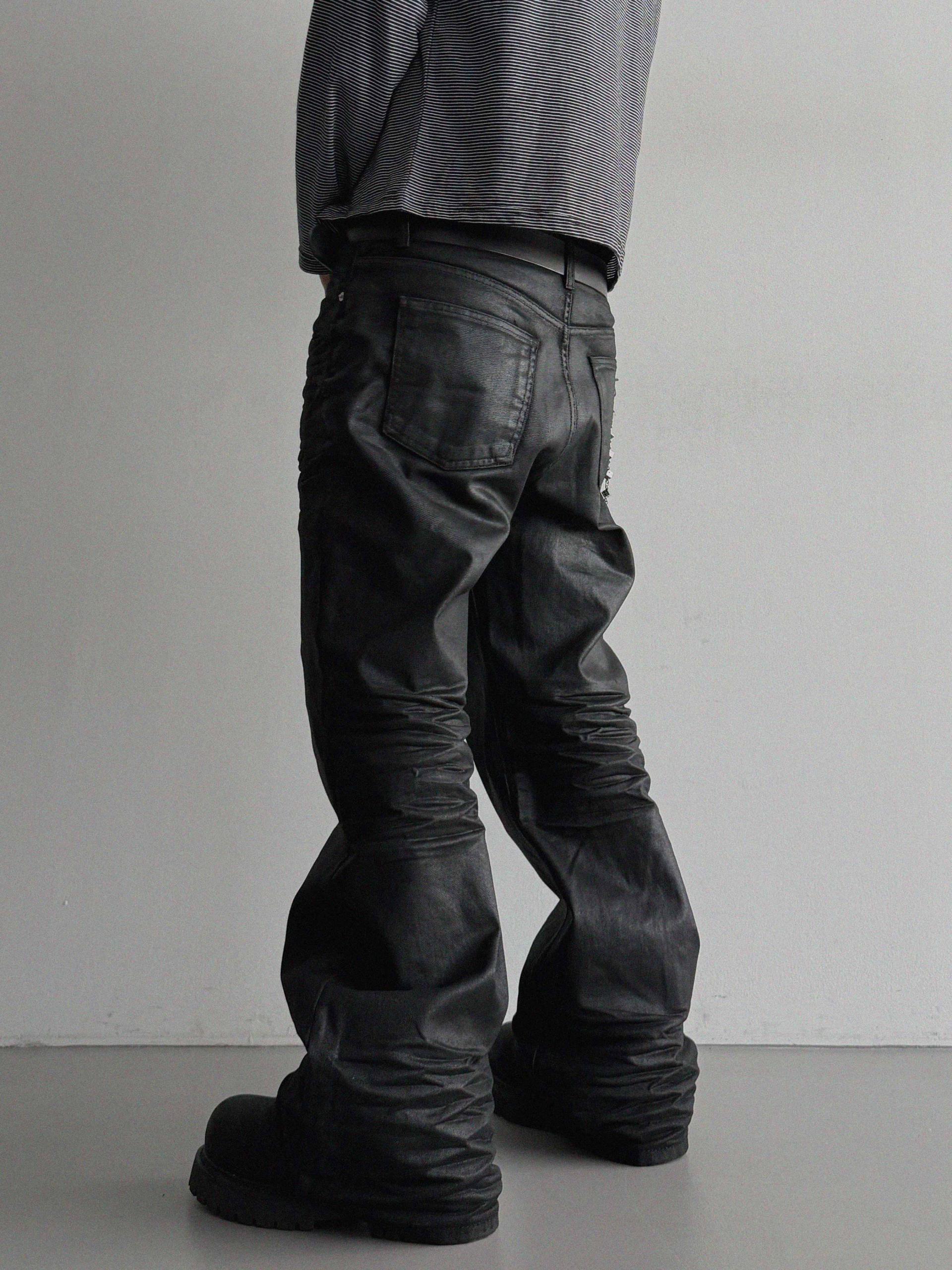 Embo coated semi flare pants