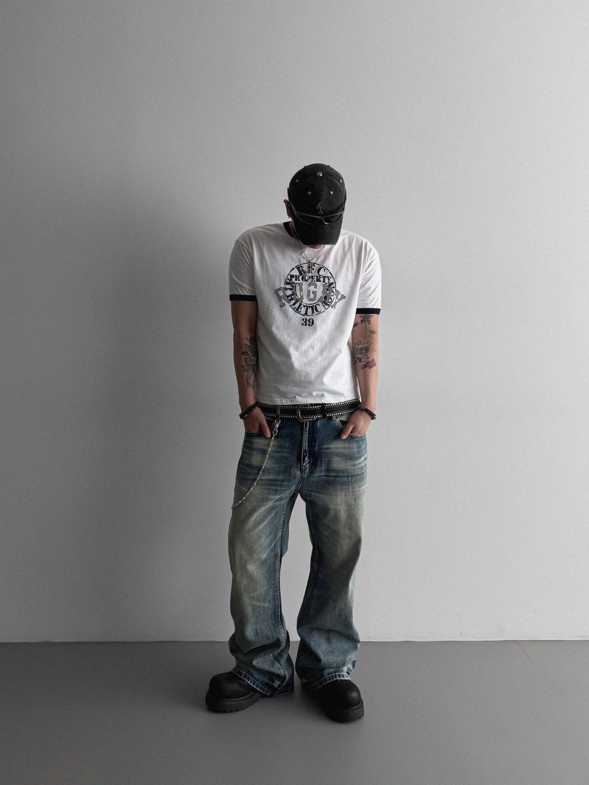 Mobe sand flare denim pants