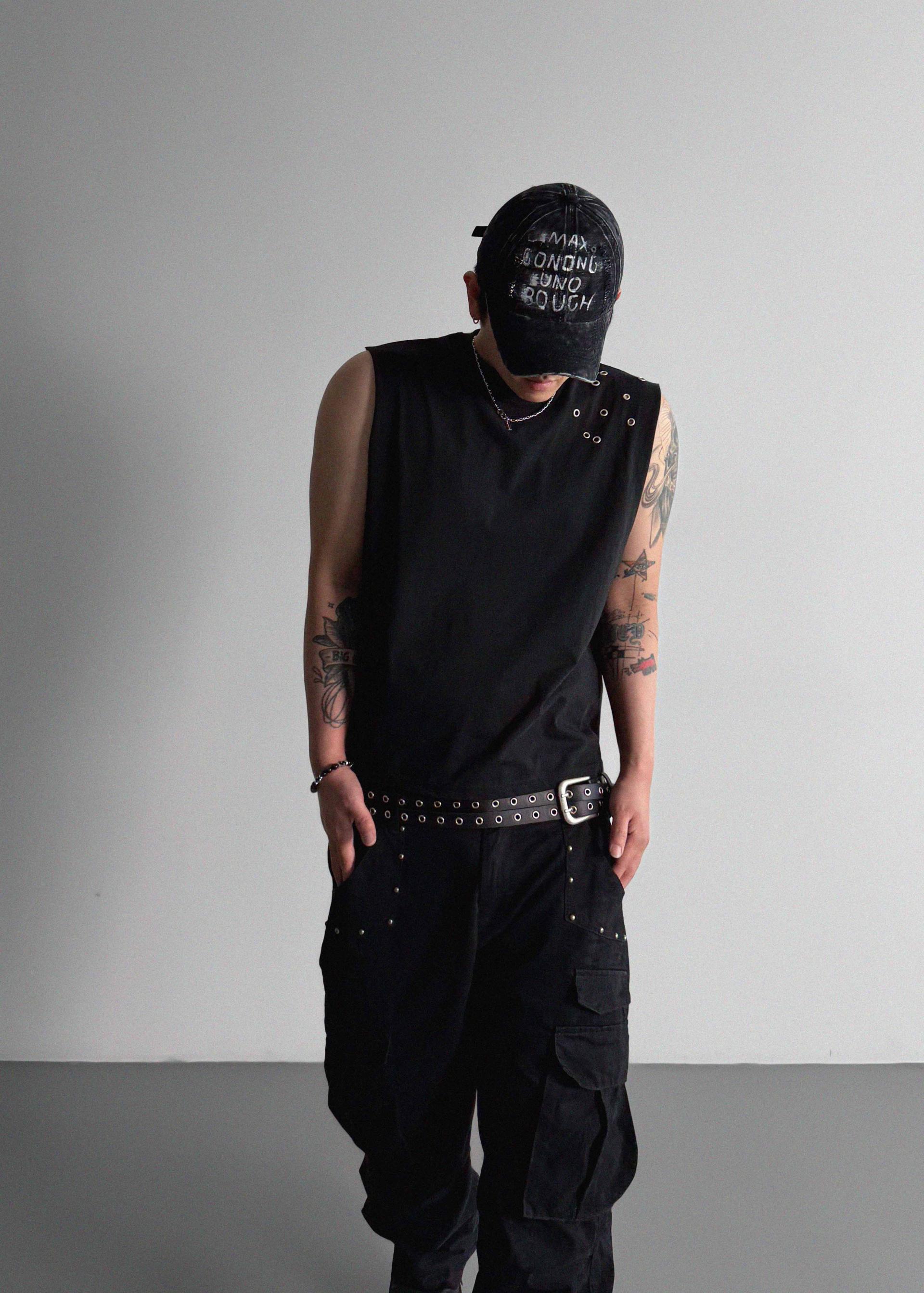 Dying stud cargo flared pants