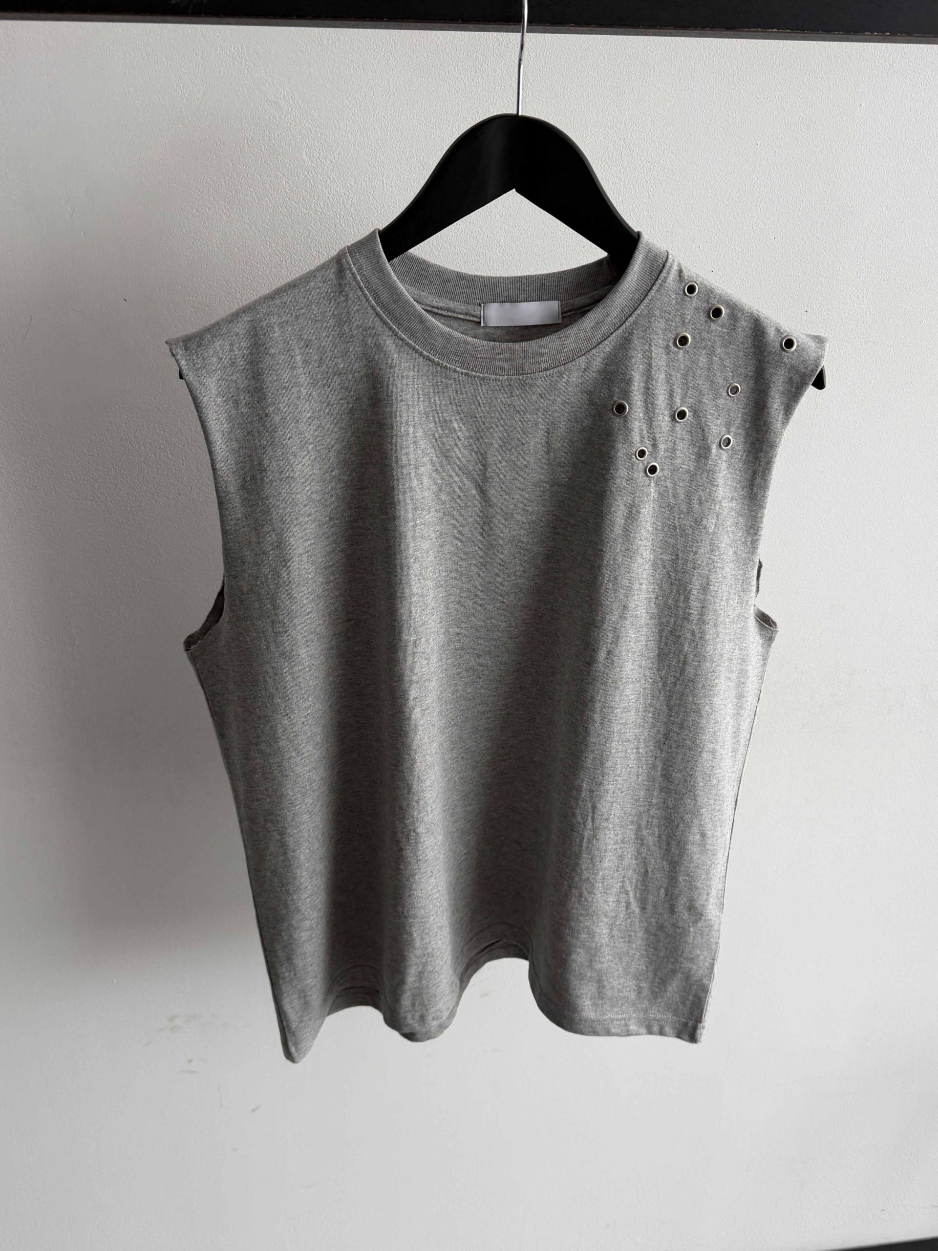 Eyelet shoulder crop sleeveless