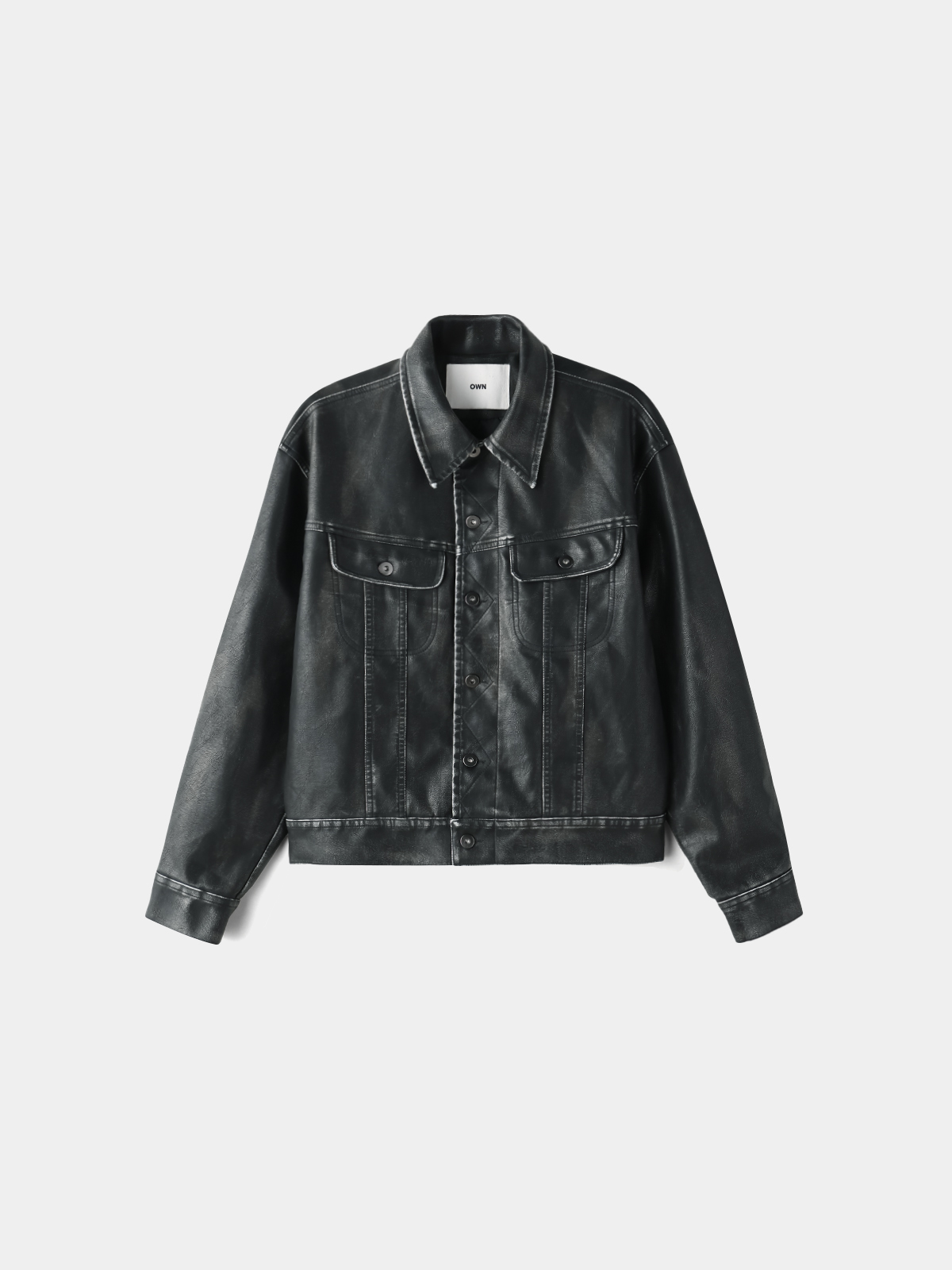 Rex leather trucker crop jacket