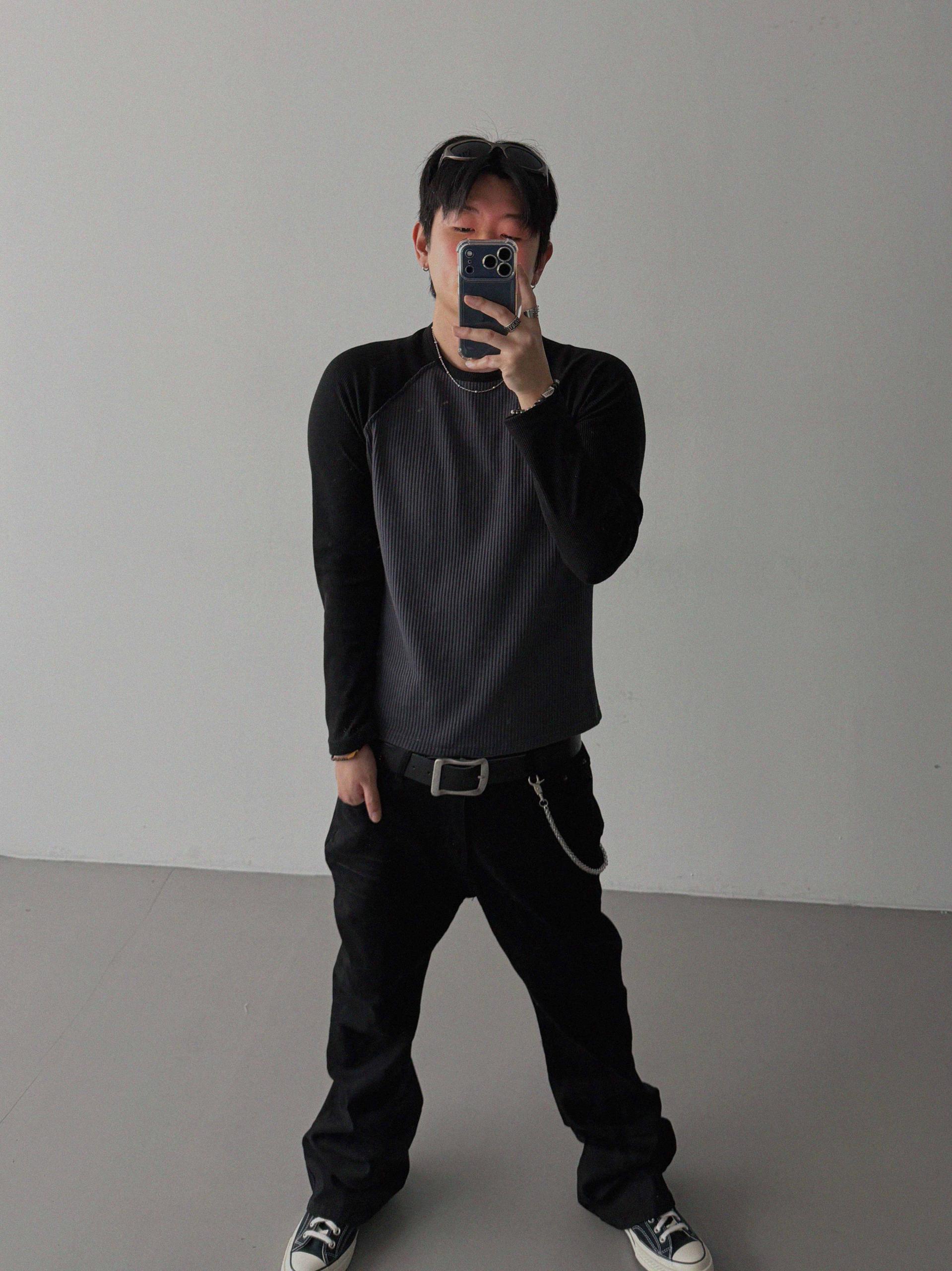 Tukhines waffle slim raglan t