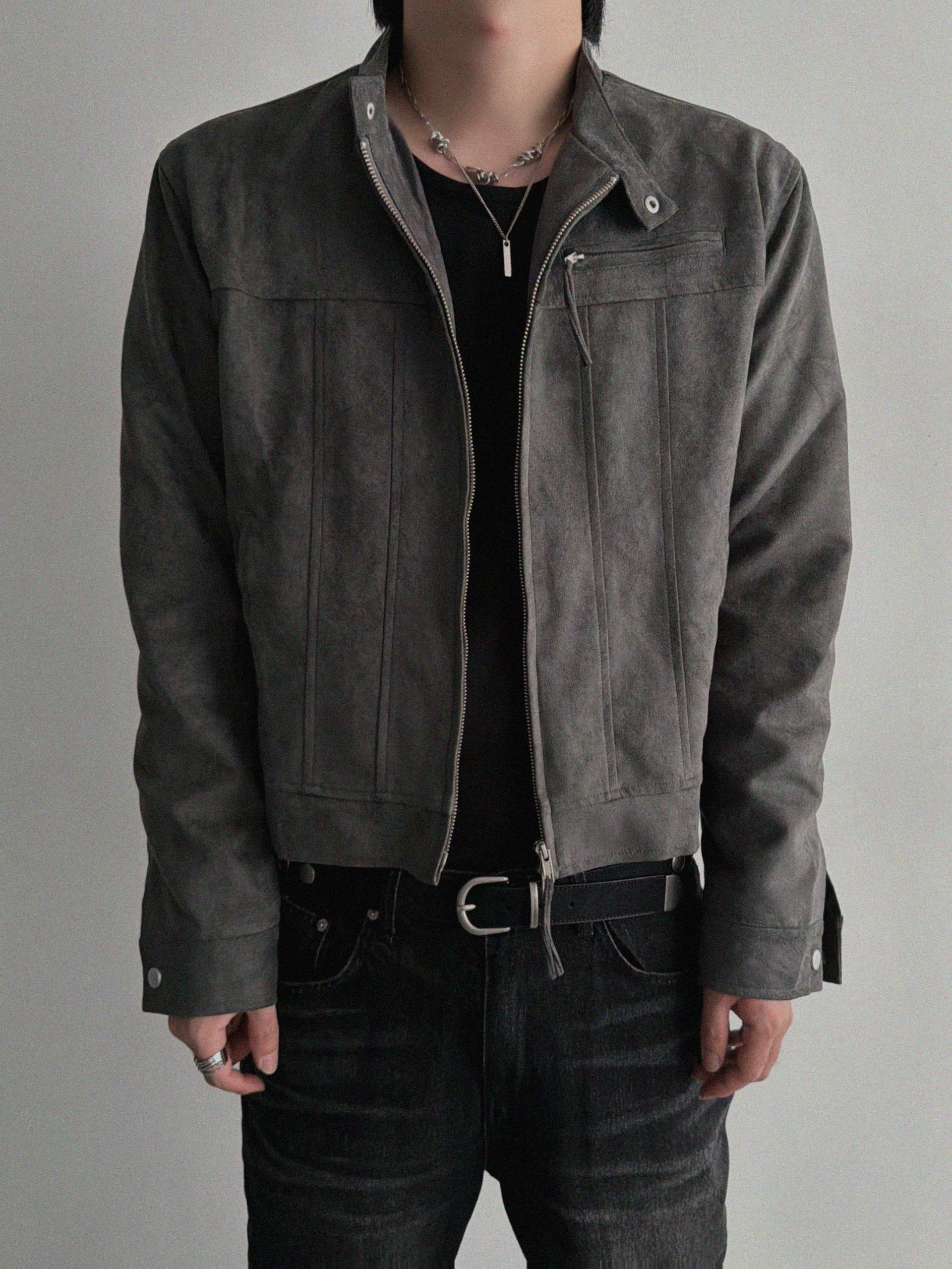 Lemans biker suede crop jacket