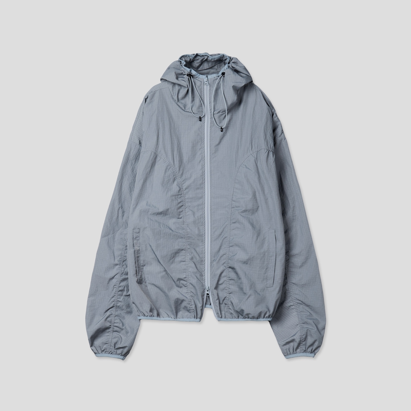 Core shirring waterproof hooded jacket
