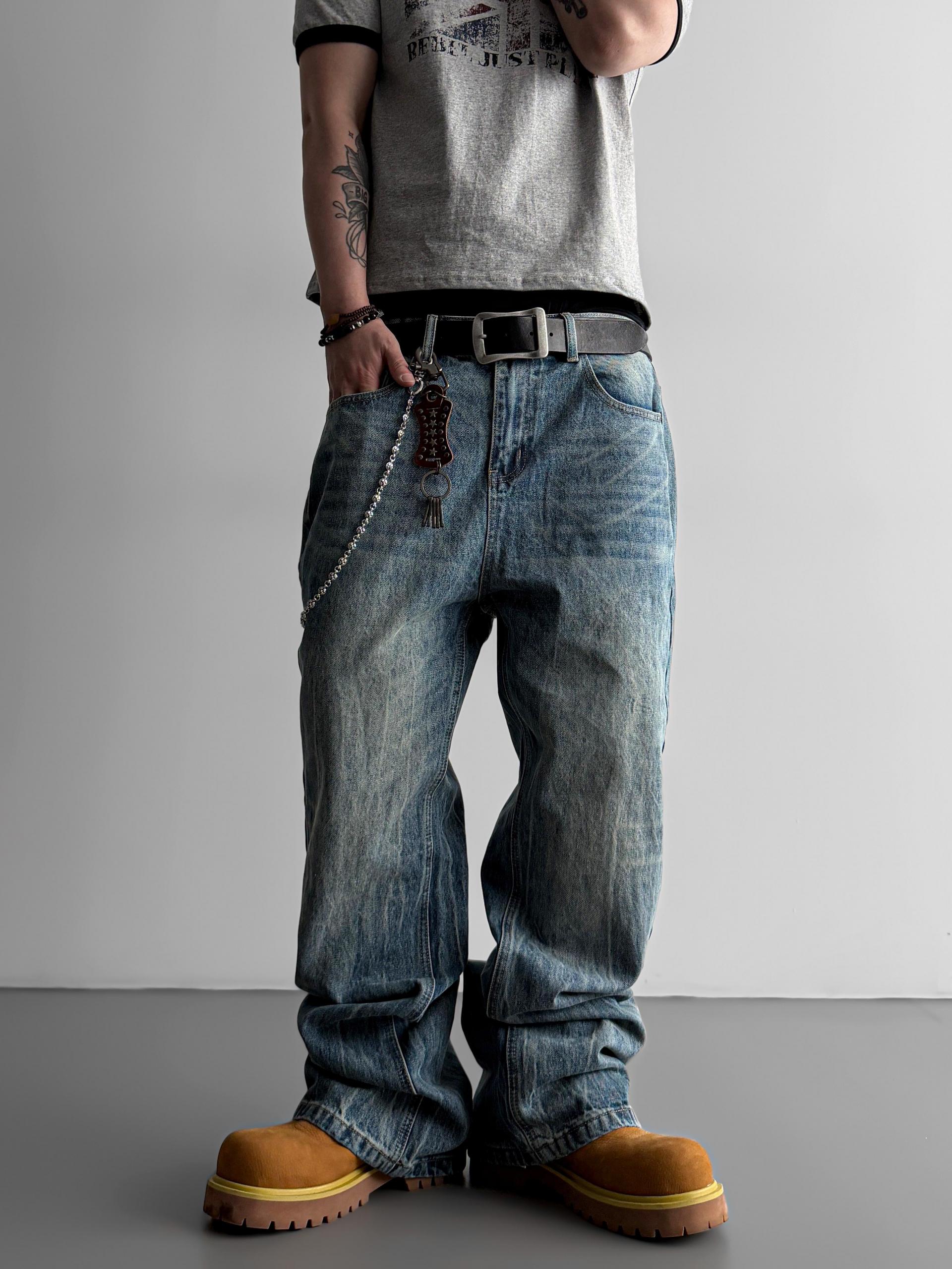 Ashed flare denim pants