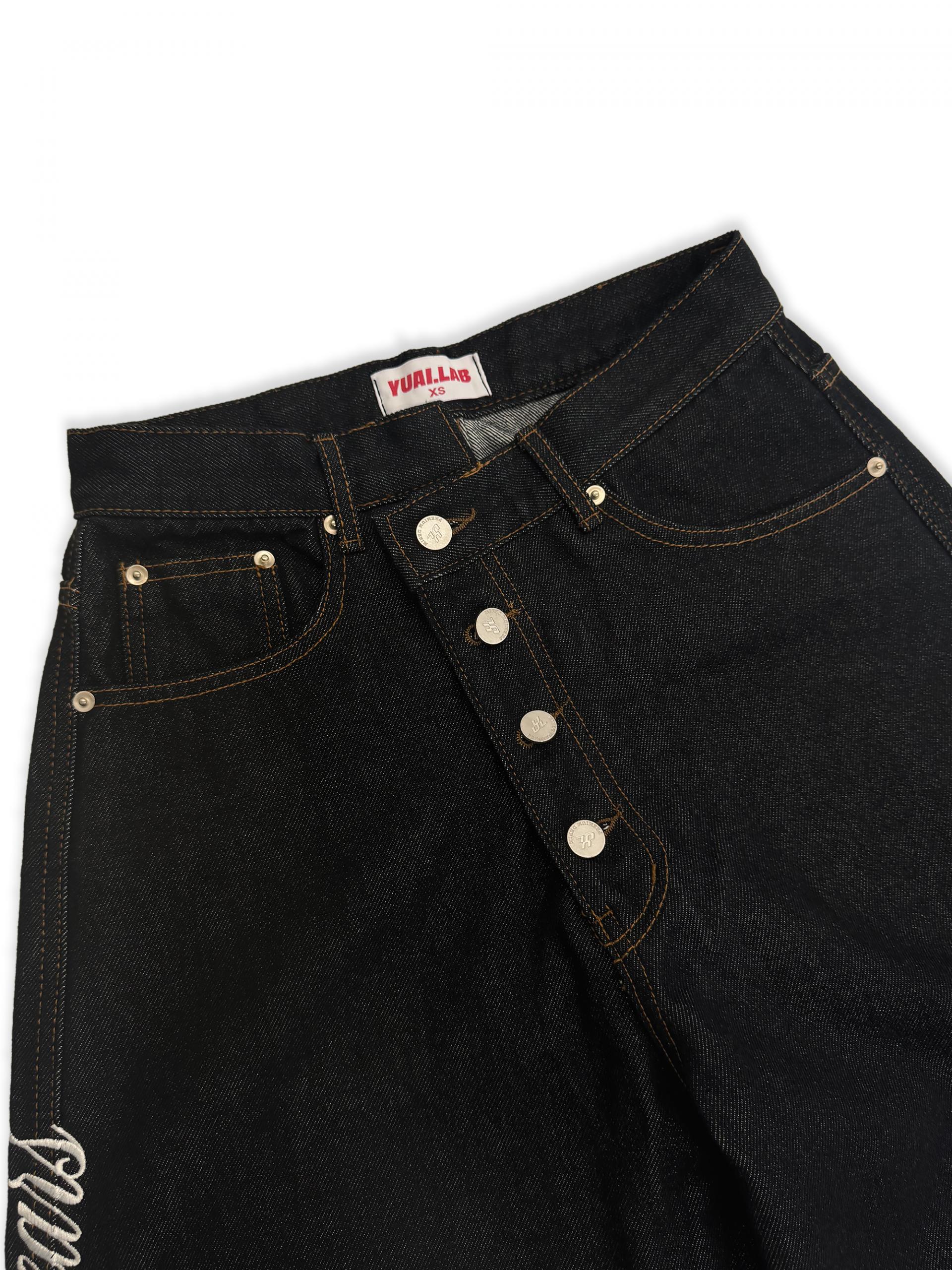 Horse non-fade embroidered denim pants