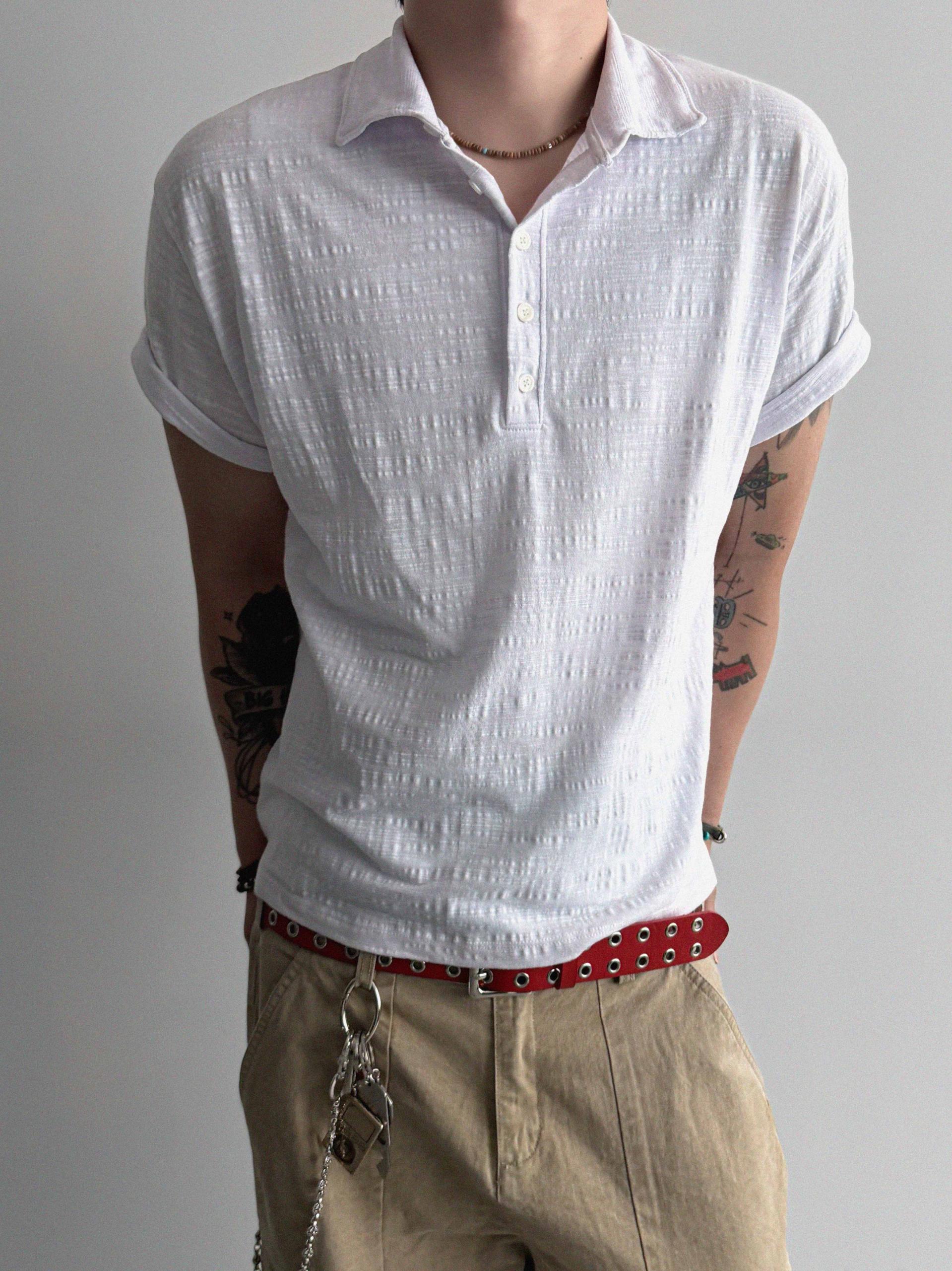 Slub collar half t