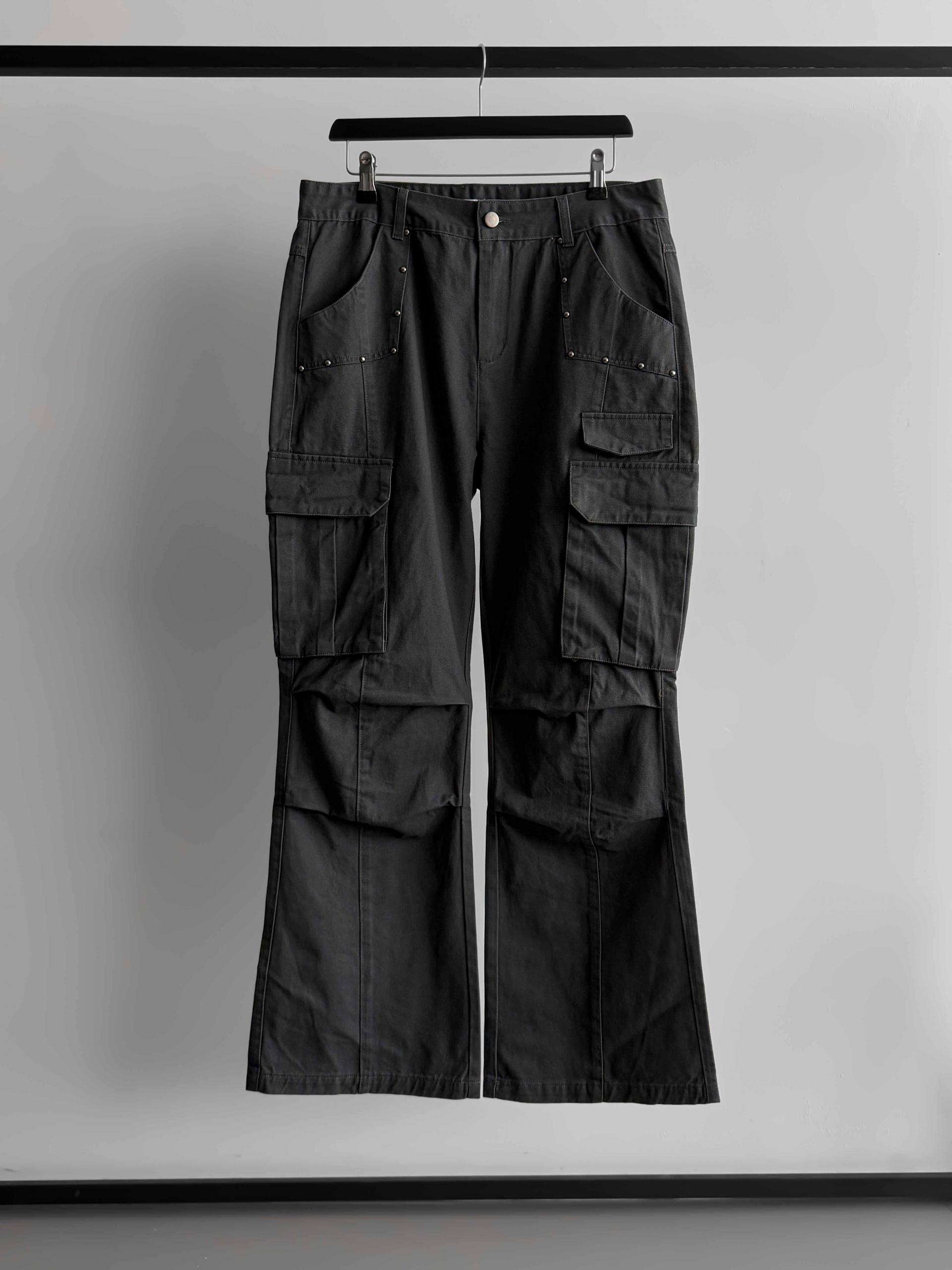 Dying stud cargo flared pants