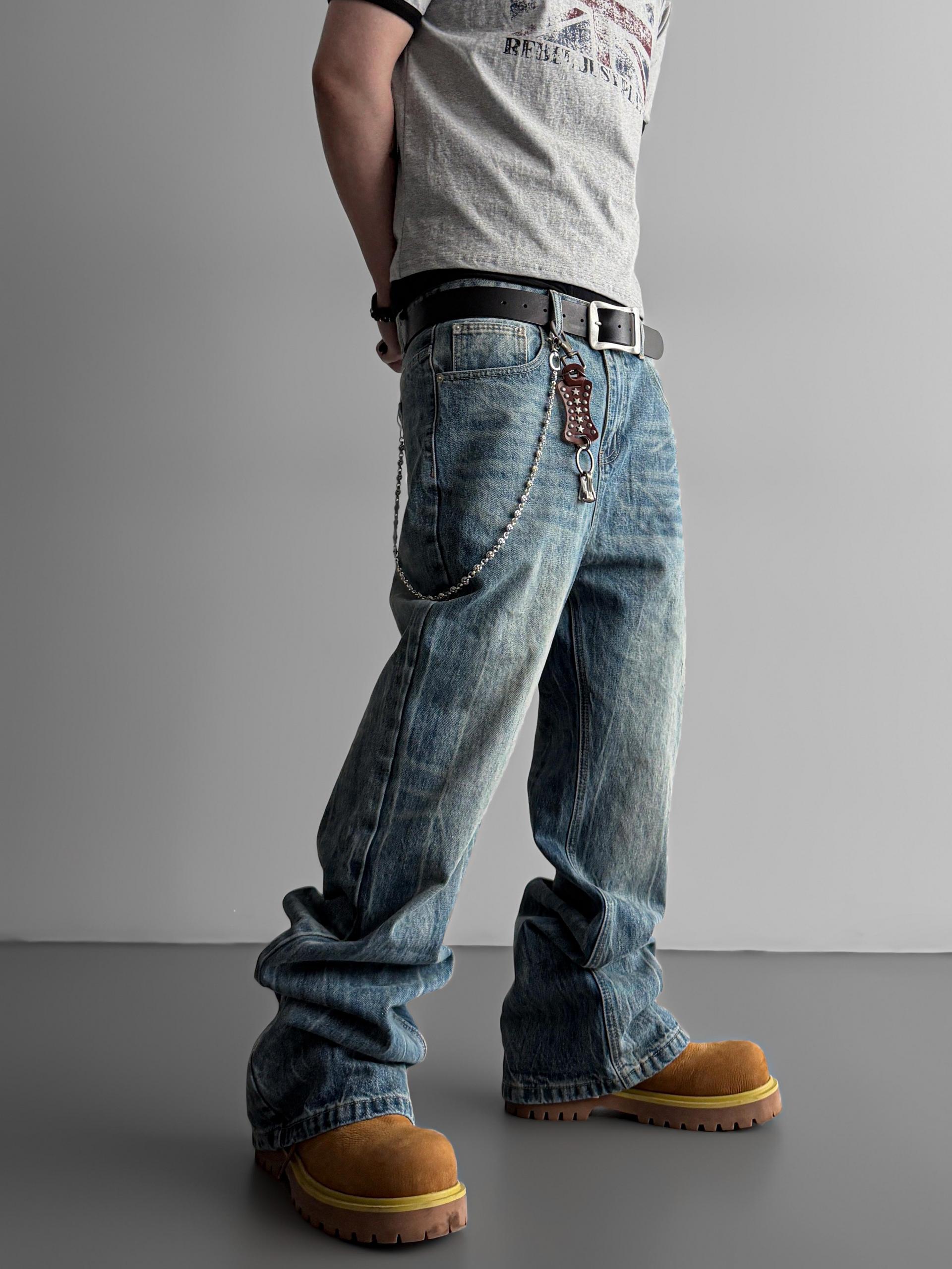 Ashed flare denim pants
