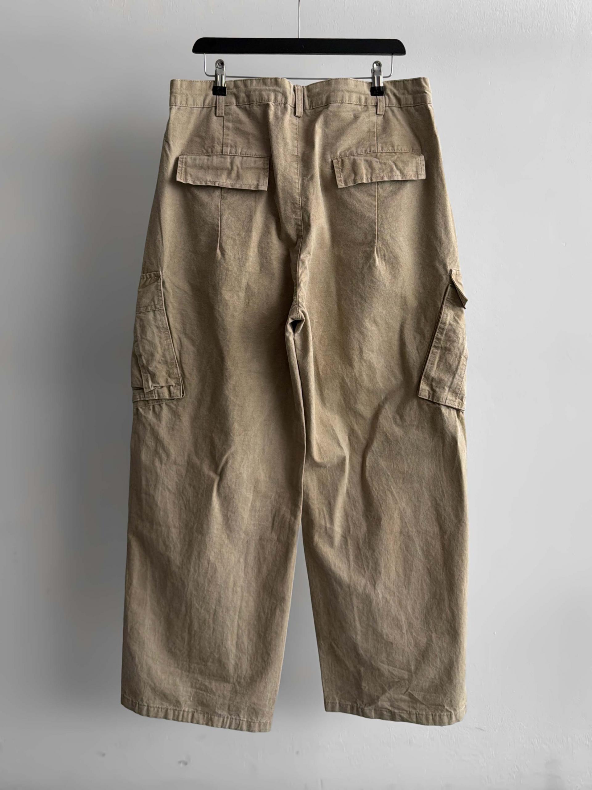 Dyed ripstop cargo curved pants