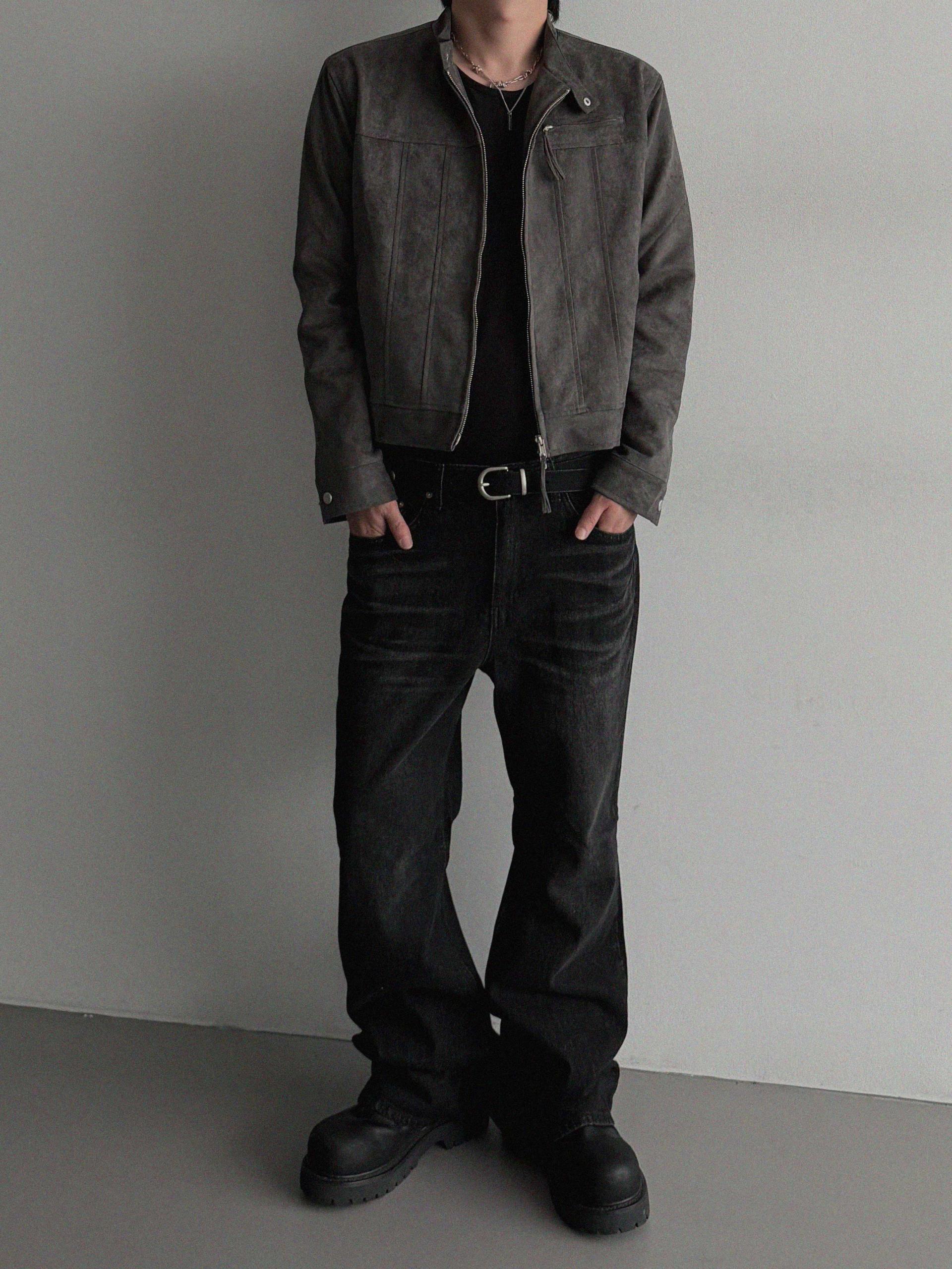 Lemans biker suede crop jacket